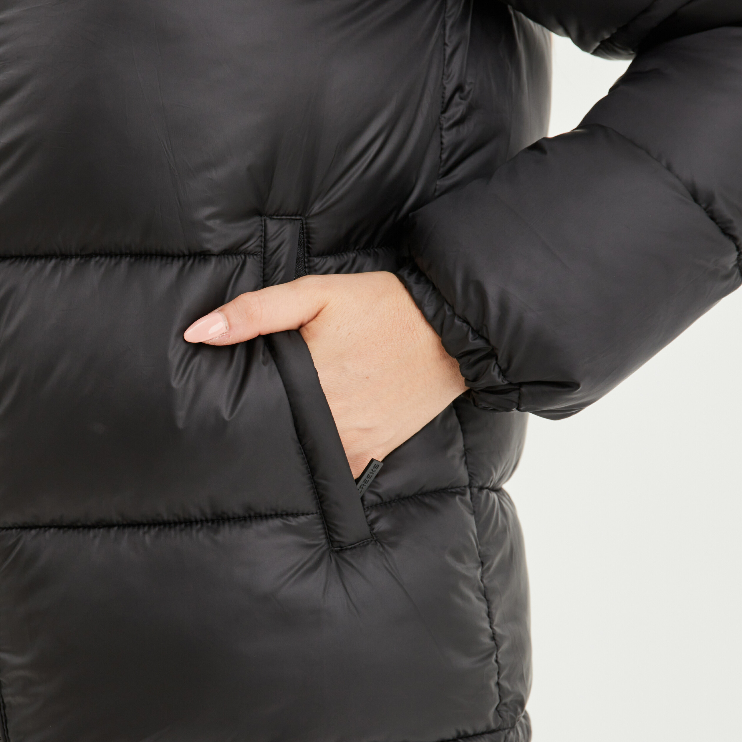 Doudoune col montant zippée noir femme