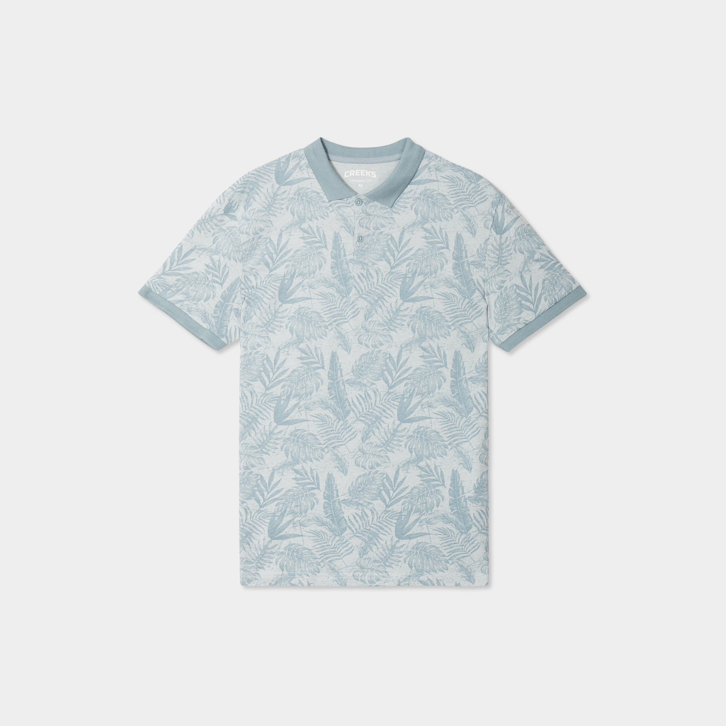 Polo droit manches courtes coton Creeks bleu ciel homme