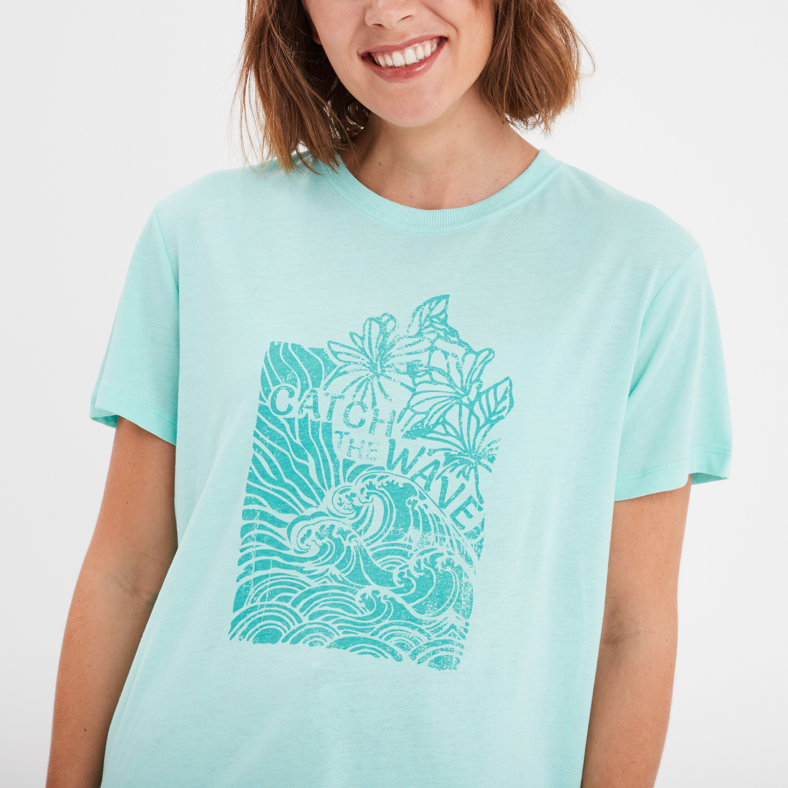 t shirt manches courtes col rond creeks bleu turquoise femme T-shirt manches courtes col rond Creeks bleu turquoise femme