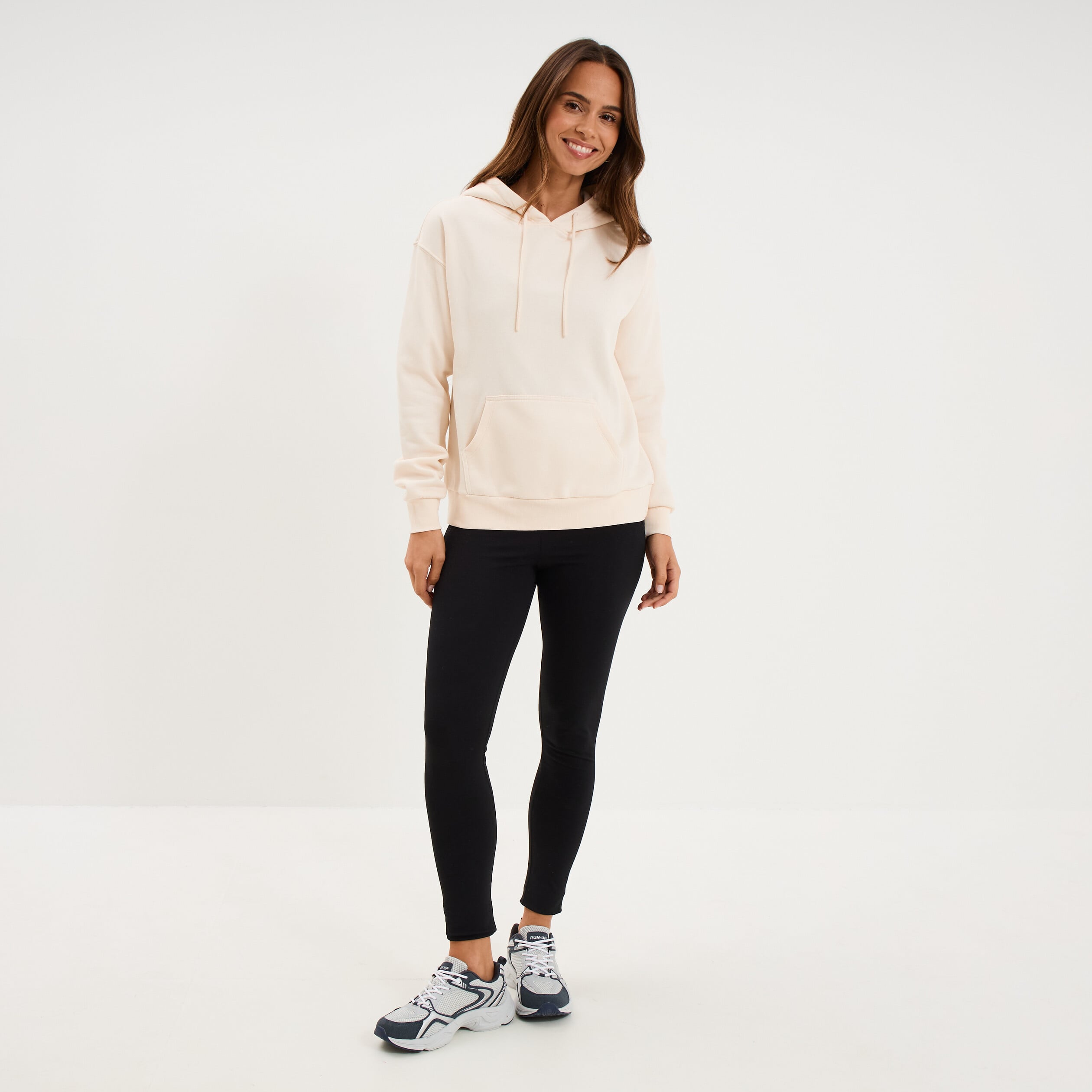 Sweat hoodie molleton &agrave; capuche sable femme