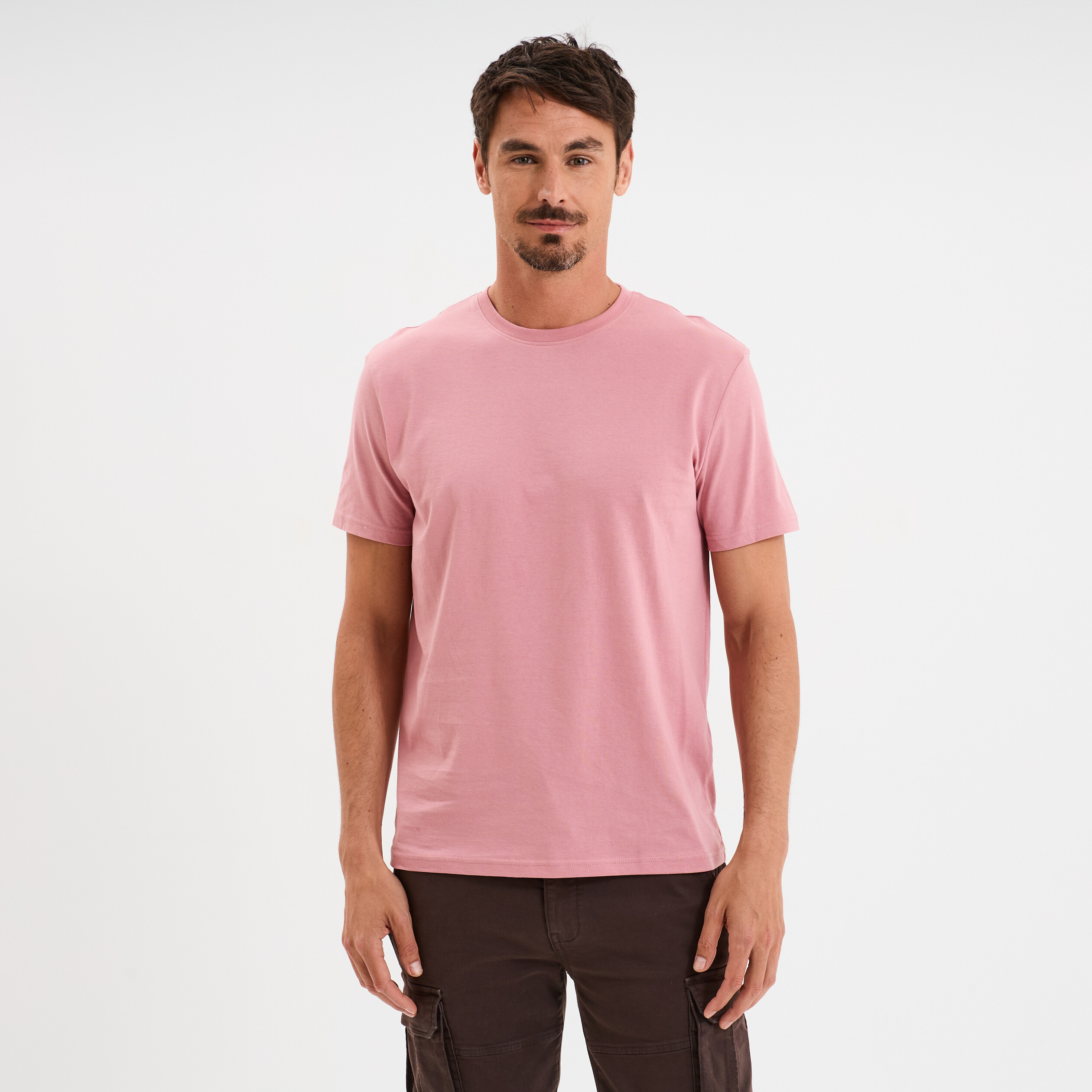 t shirt en coton manches courtes vieux rose homme T-shirt en coton manches courtes vieux rose homme