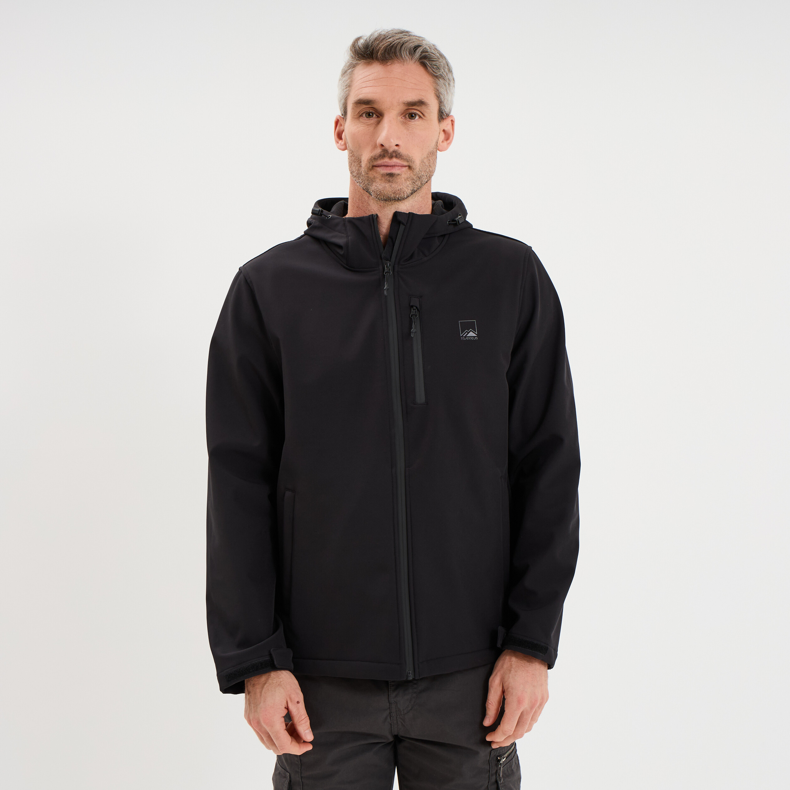 Blouson d&eacute;perlant fourr&eacute; &agrave; capuche noir homme