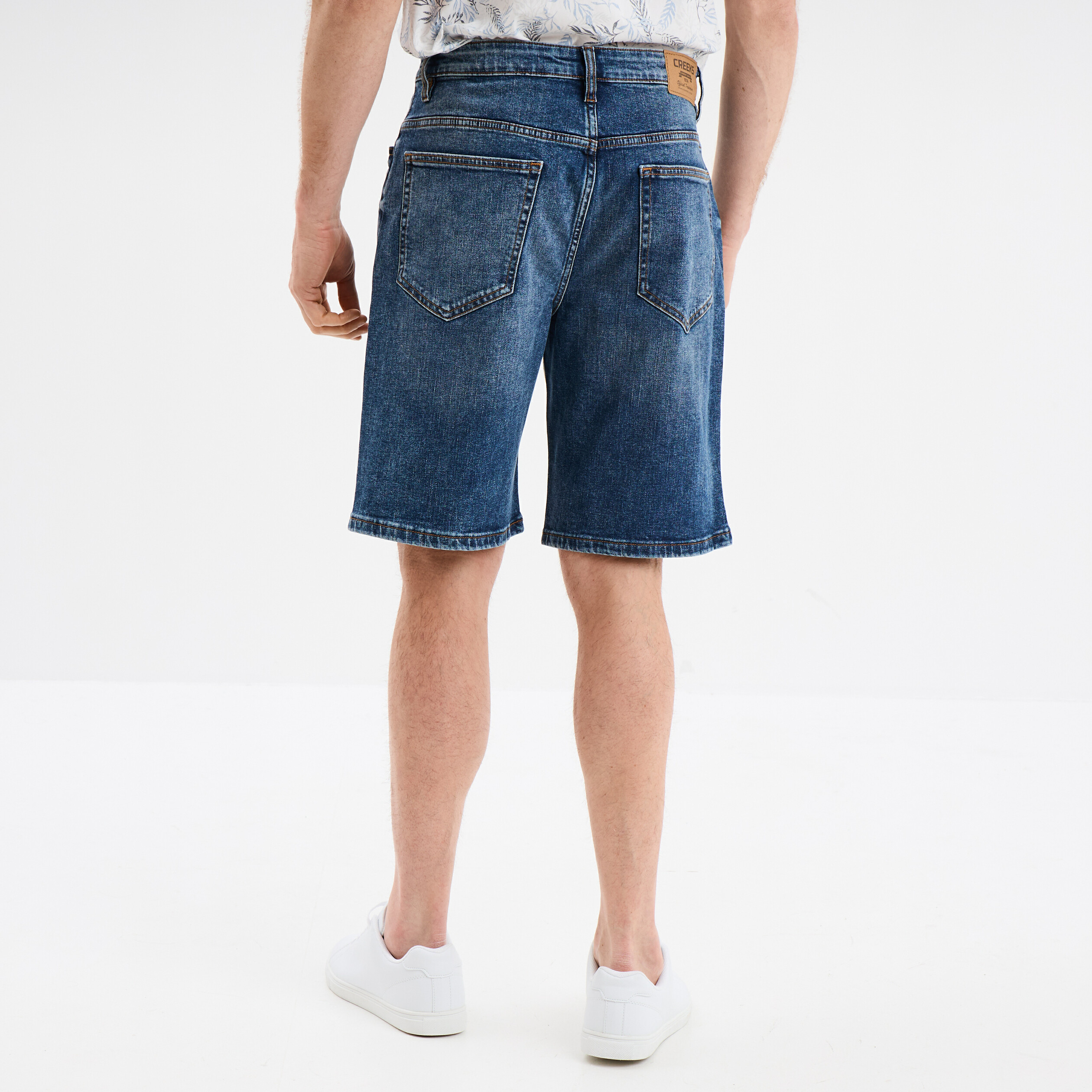 bermuda en jean droit coton denim stone homme Bermuda en jean droit coton denim stone homme