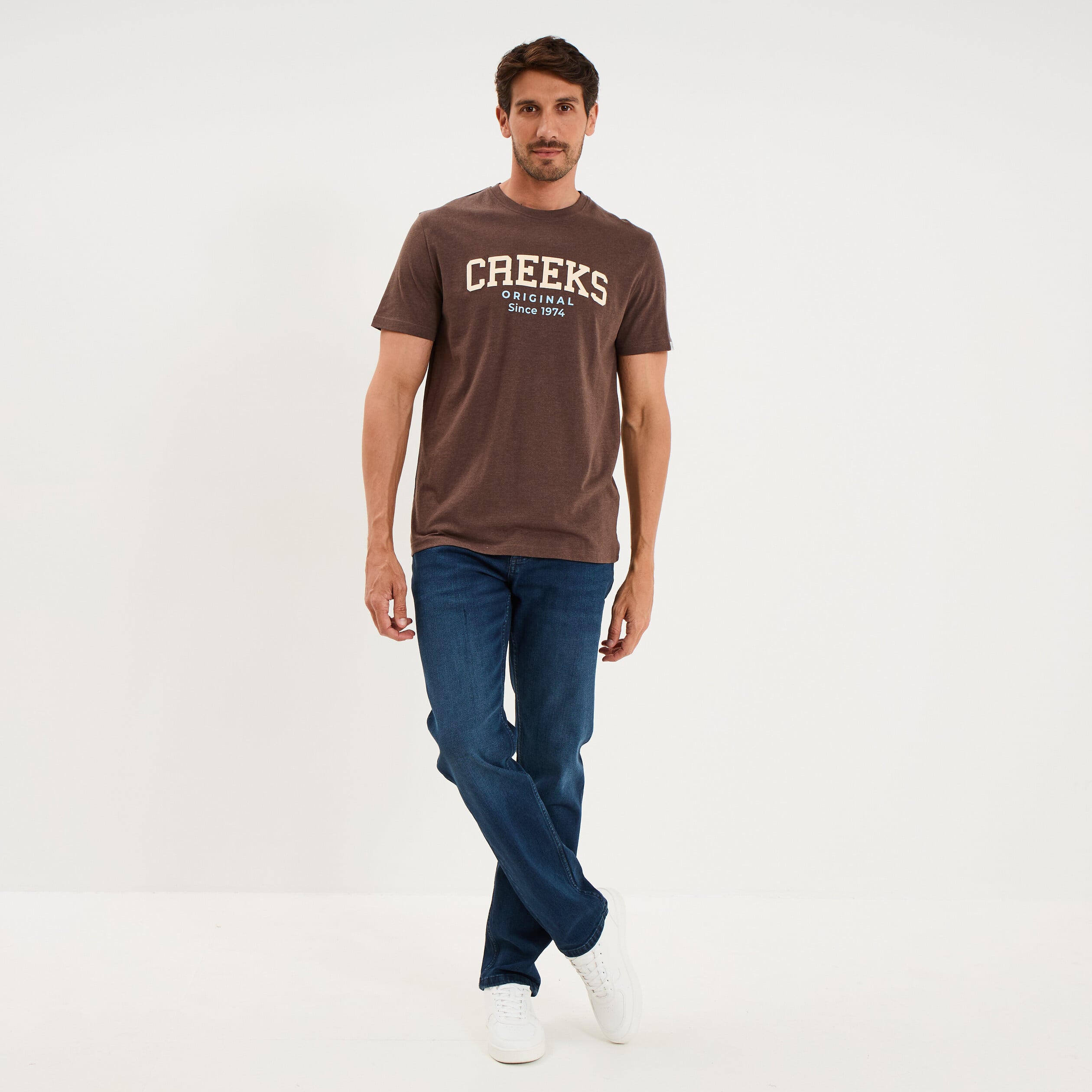 T-shirt manches courtes coton marron chocolat homme