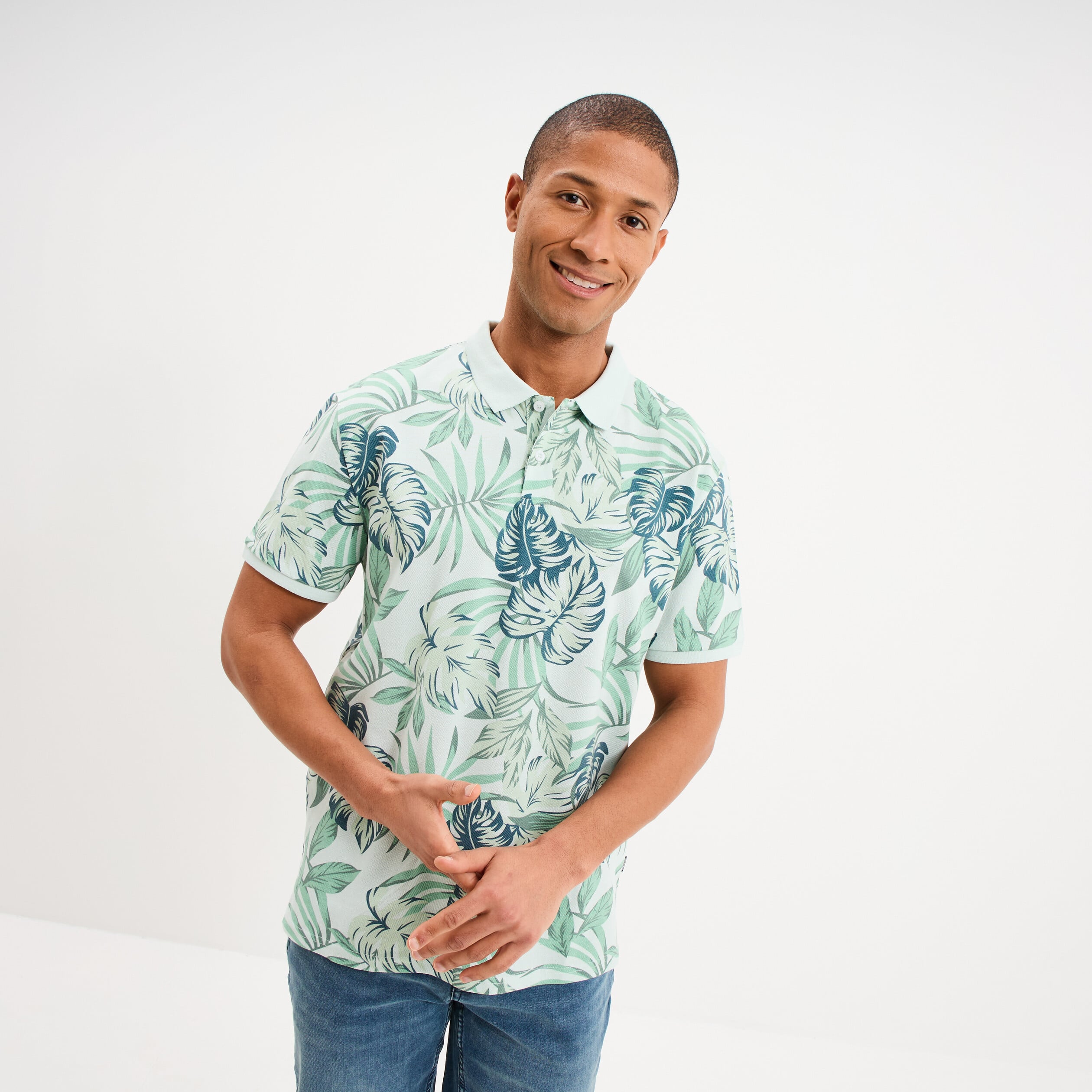 Polo jersey coton manches courtes vert homme