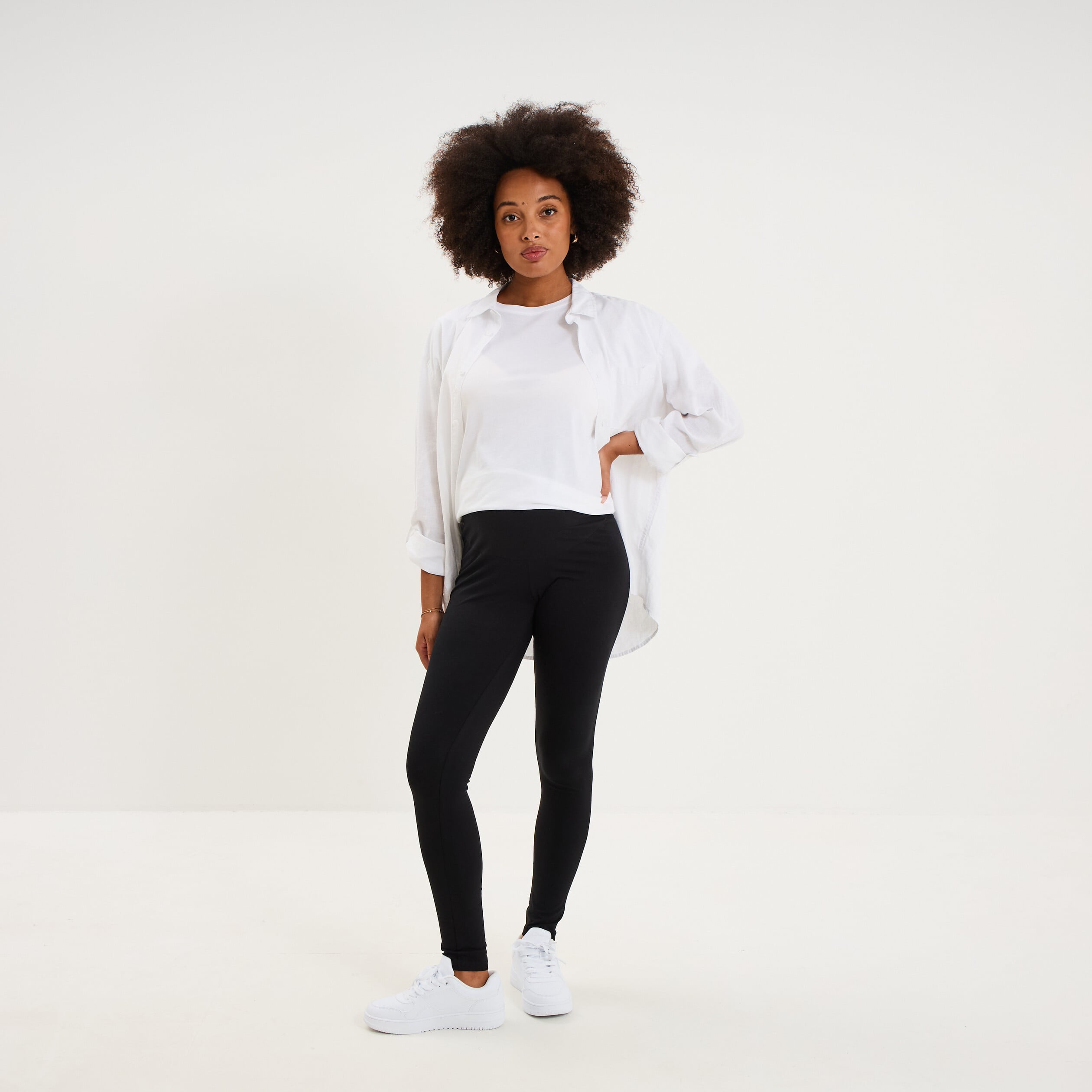 Legging grossesse en coton noir femme maternit&eacute;