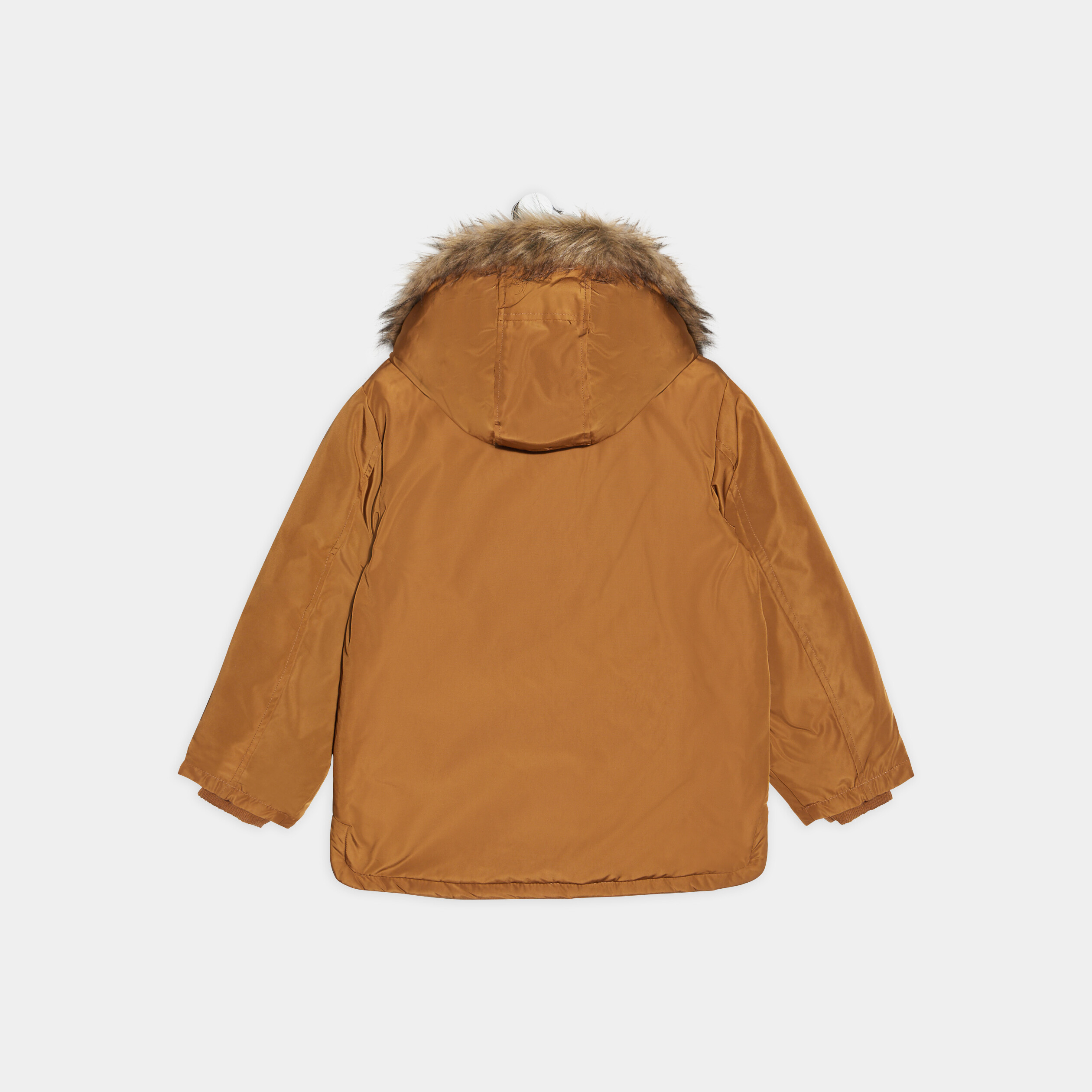 parka droite doublee a capuche camel garcon Parka droite doublée à capuche camel garçon