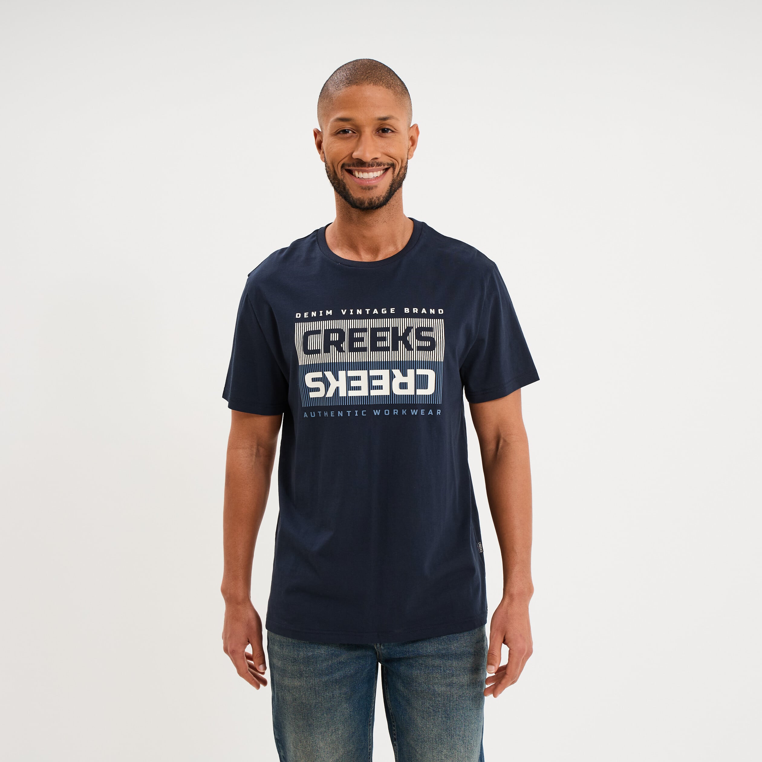 T-shirt manches courtes coton bleu marine homme