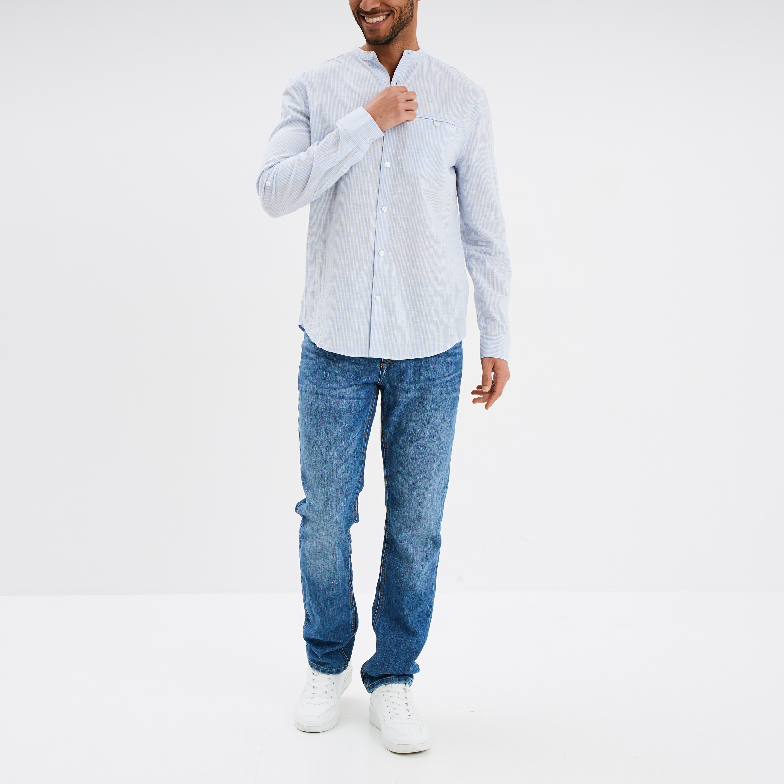 Chemise J.CREW Homme, Manches Longues, Boutonnage Classique, 100% Coton, Taille M - Blanc à Pois
