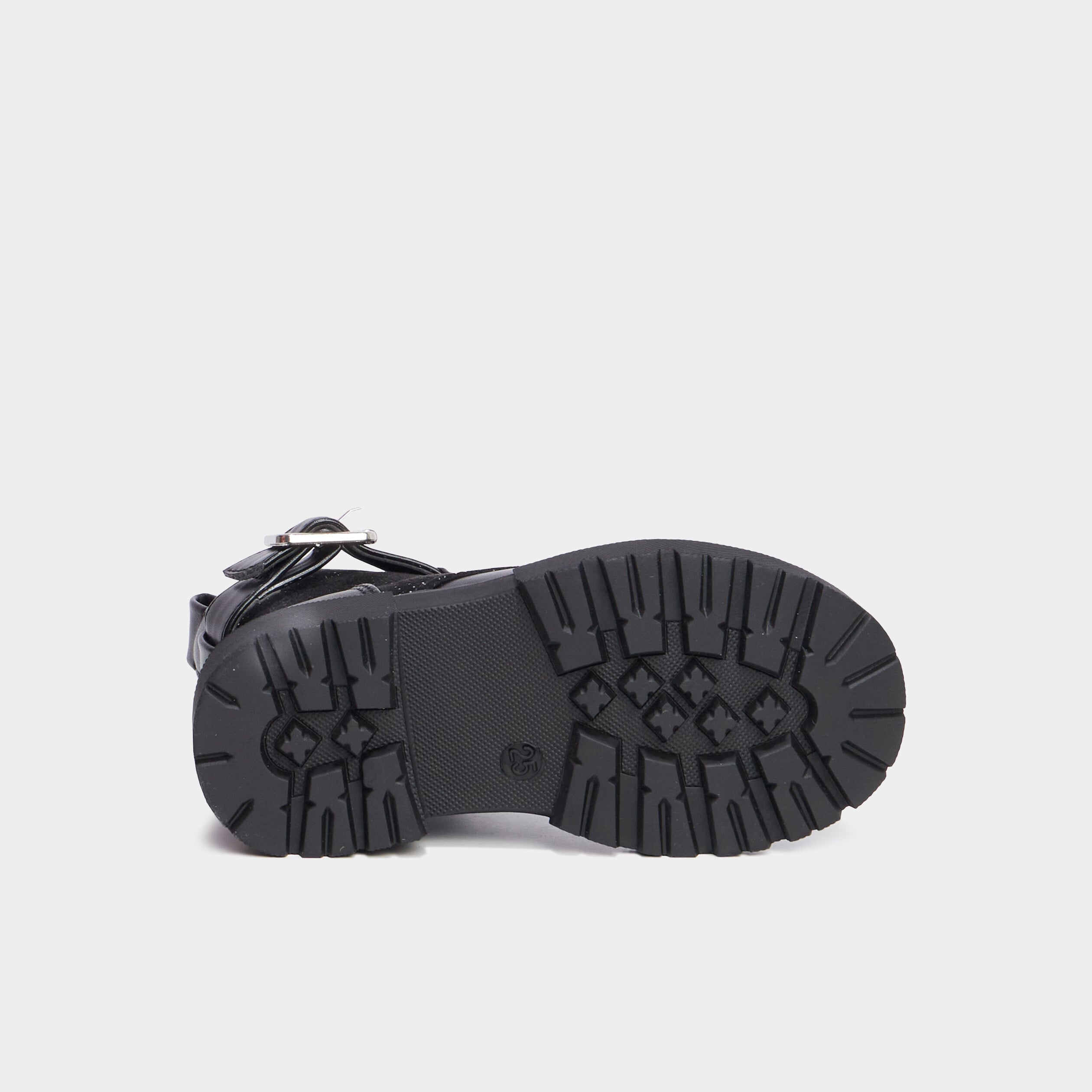 Bottines &agrave; lacets avec boucles noir fille