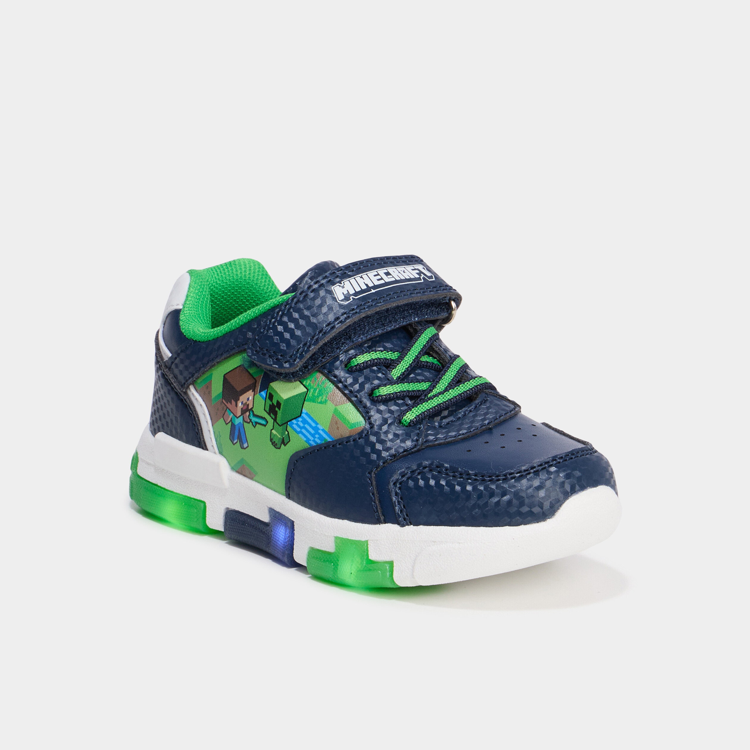 tennis semelles lumineuses minecraft bleu marine garcon Tennis semelles lumineuses Minecraft bleu marine garçon