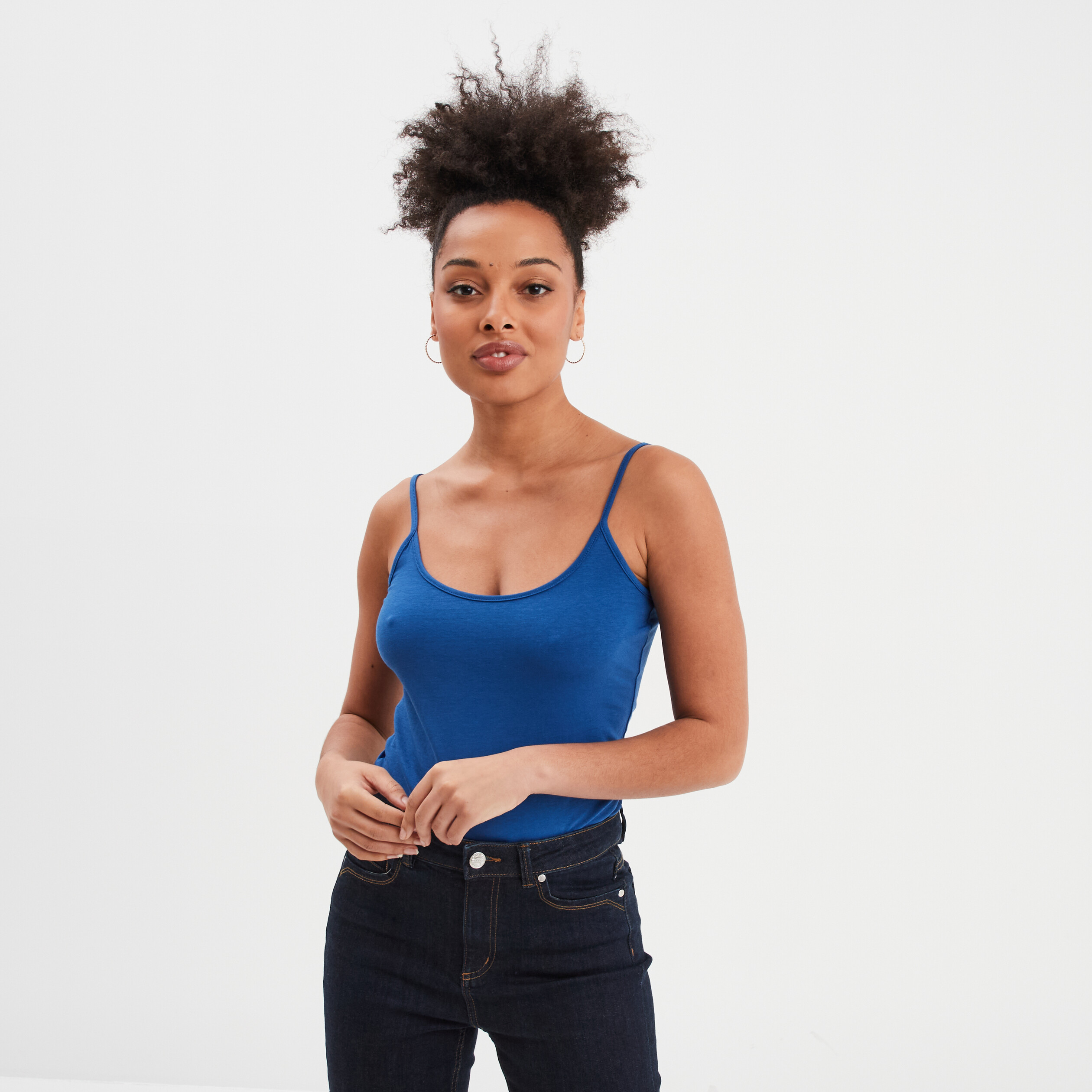 Débardeur coton bretelles réglables bleu roi femme La Halle