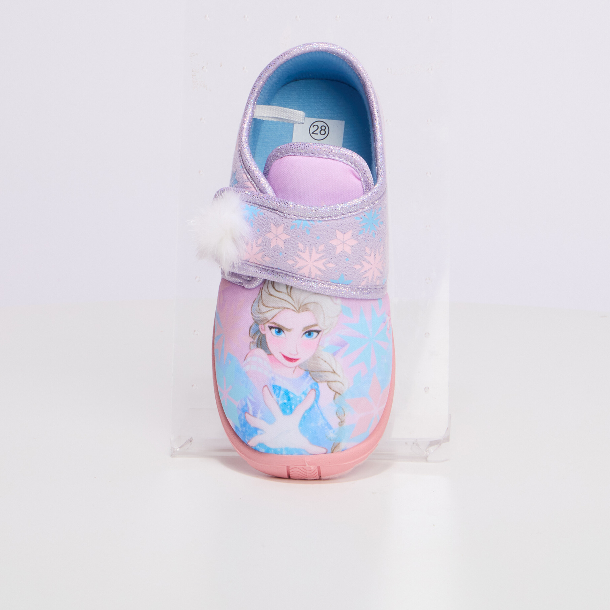 Chaussons &agrave; pompons La Reine des neiges mauve fille