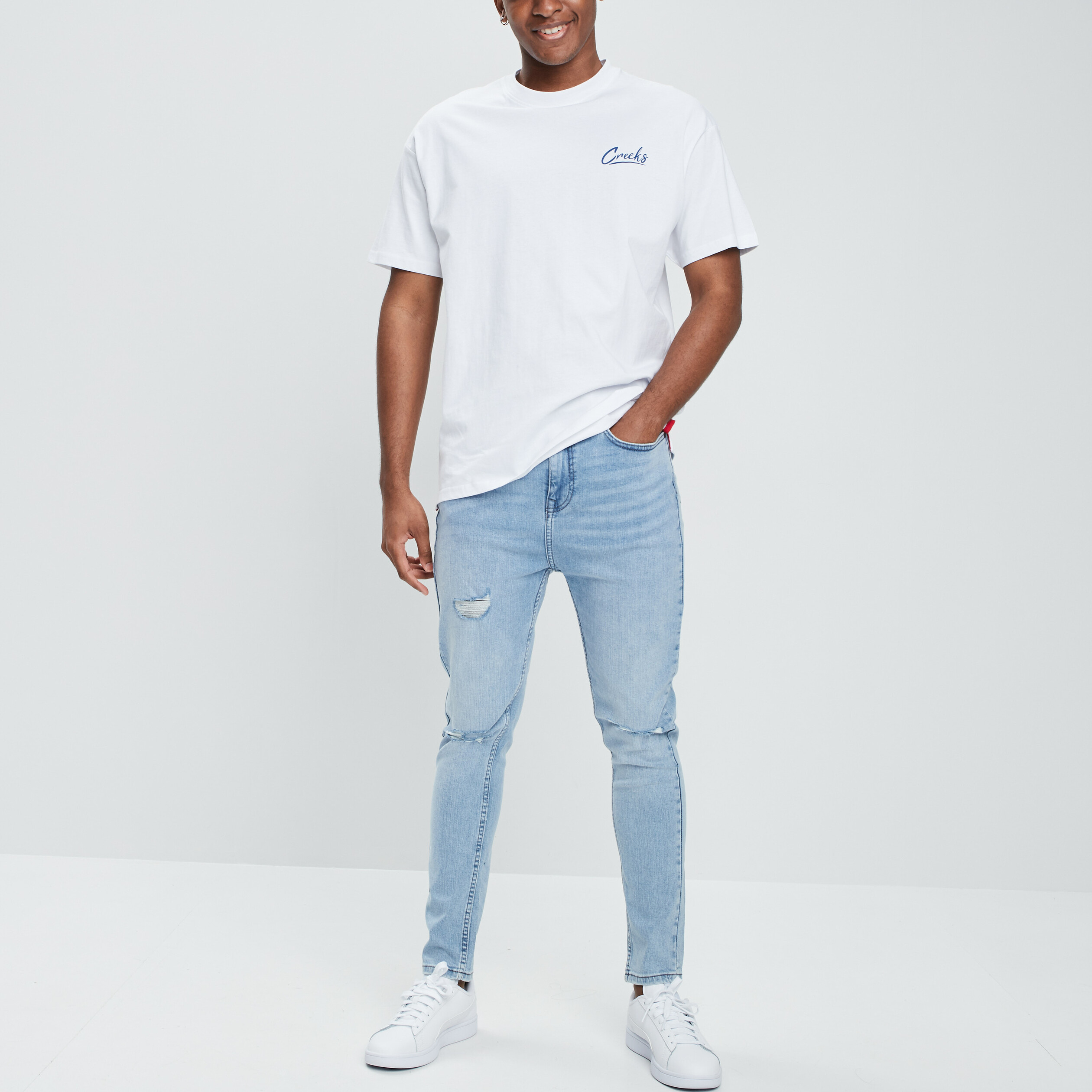 jeans skinny stretch creeks denim bleach homme Jeans skinny stretch Creeks denim bleach homme