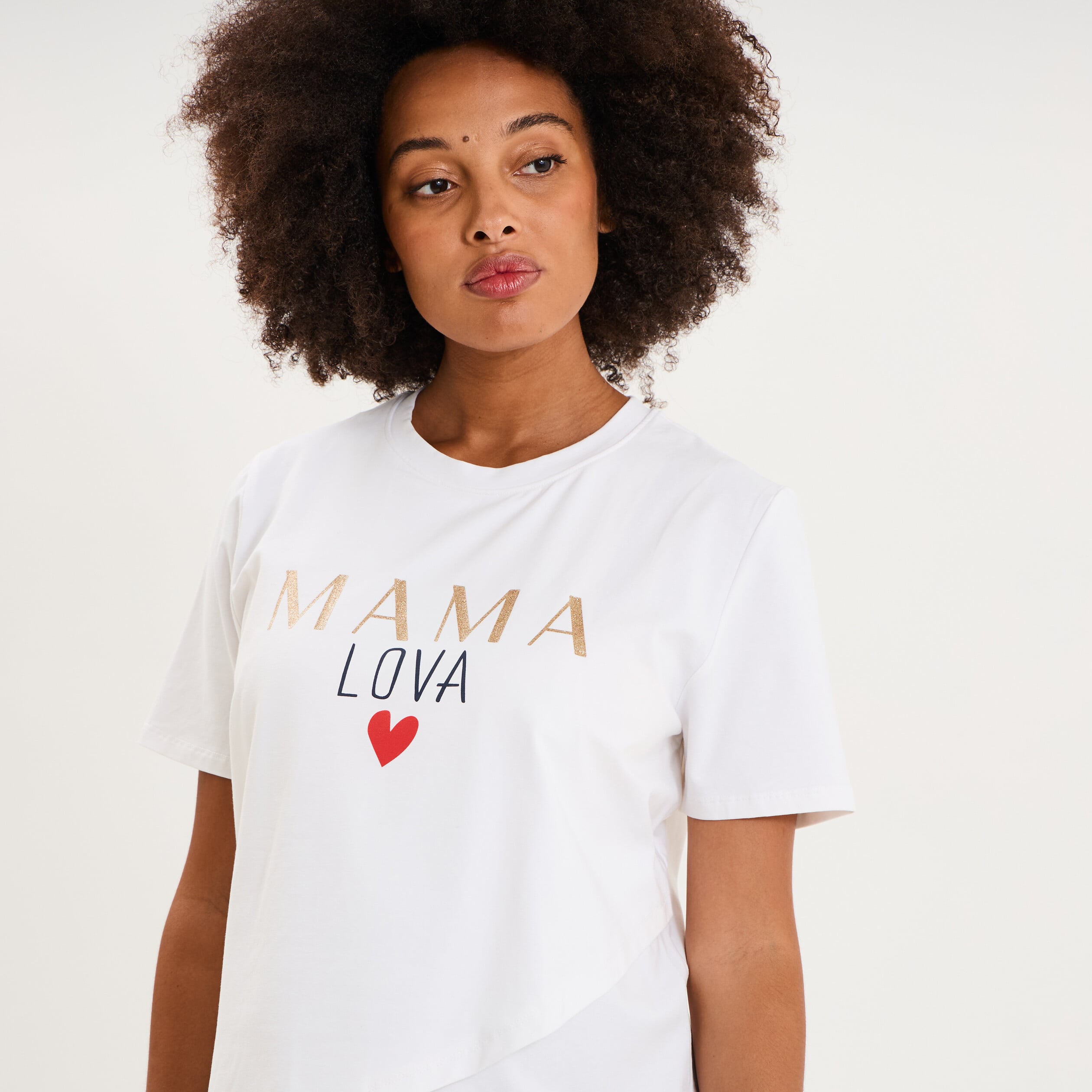 T-shirt manches courtes allaitement blanc femme maternit&eacute;