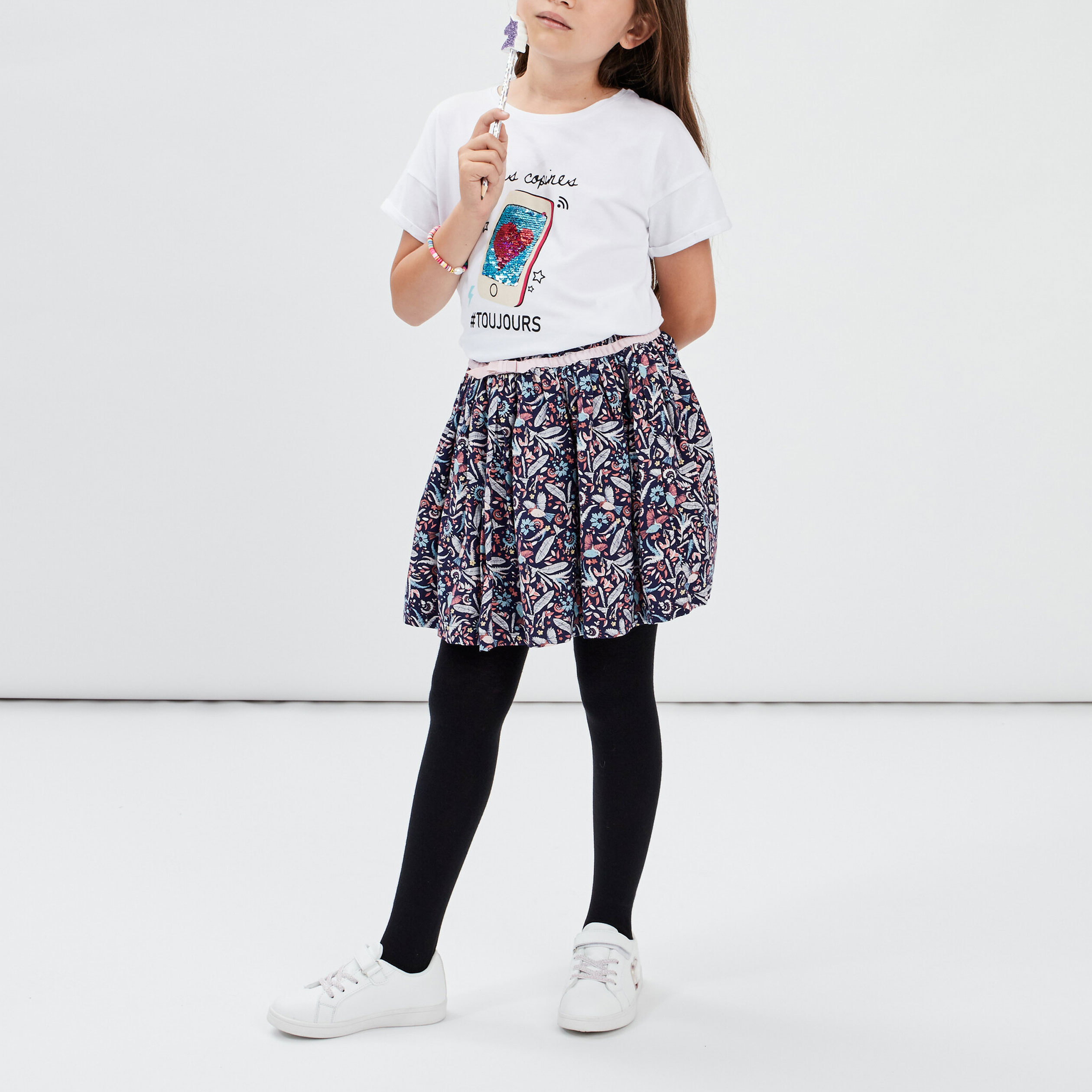T-shirt manches courtes blanc fille