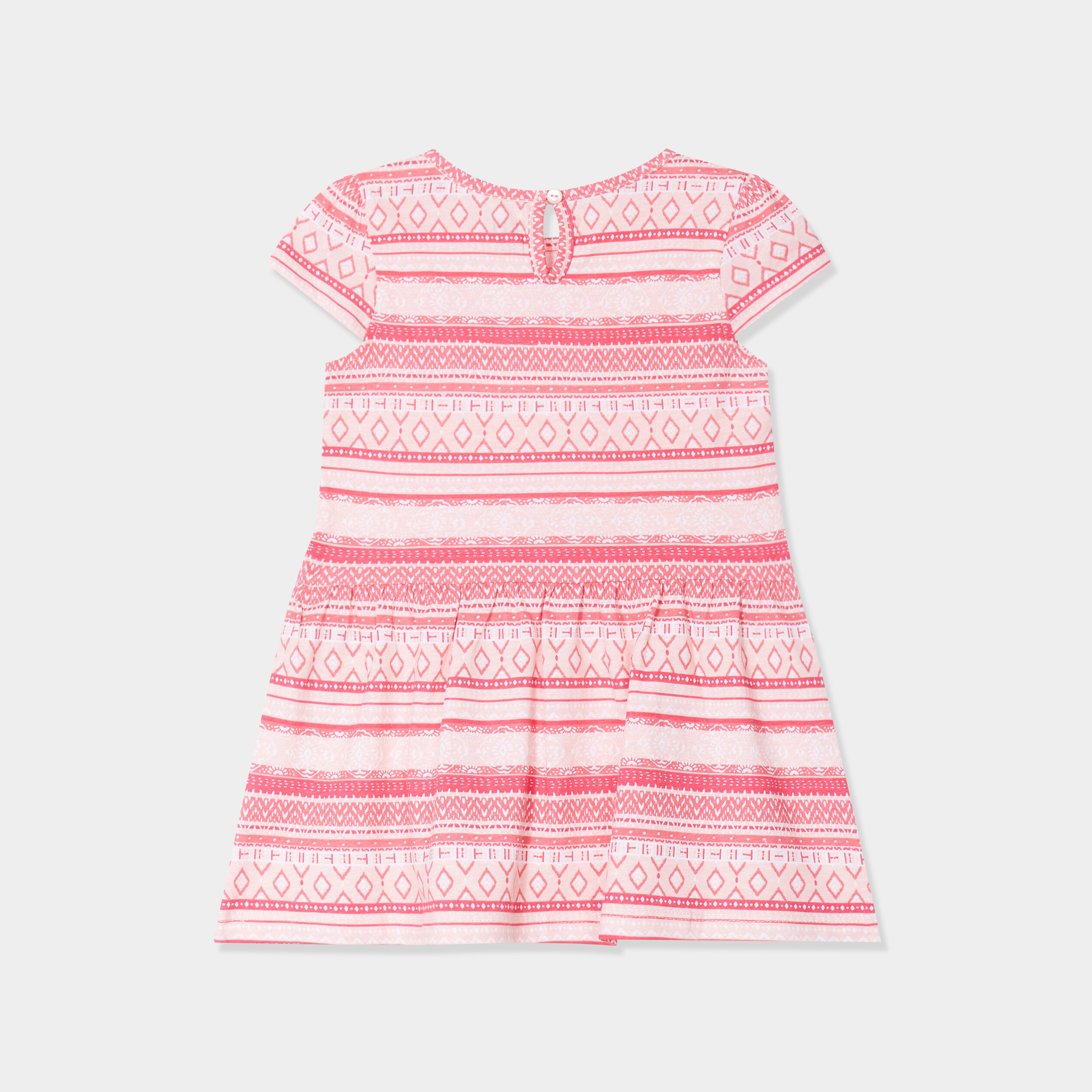 robe patineuse a manches courtes coton rose bebef Robe patineuse à manches courtes coton rose bébé fille