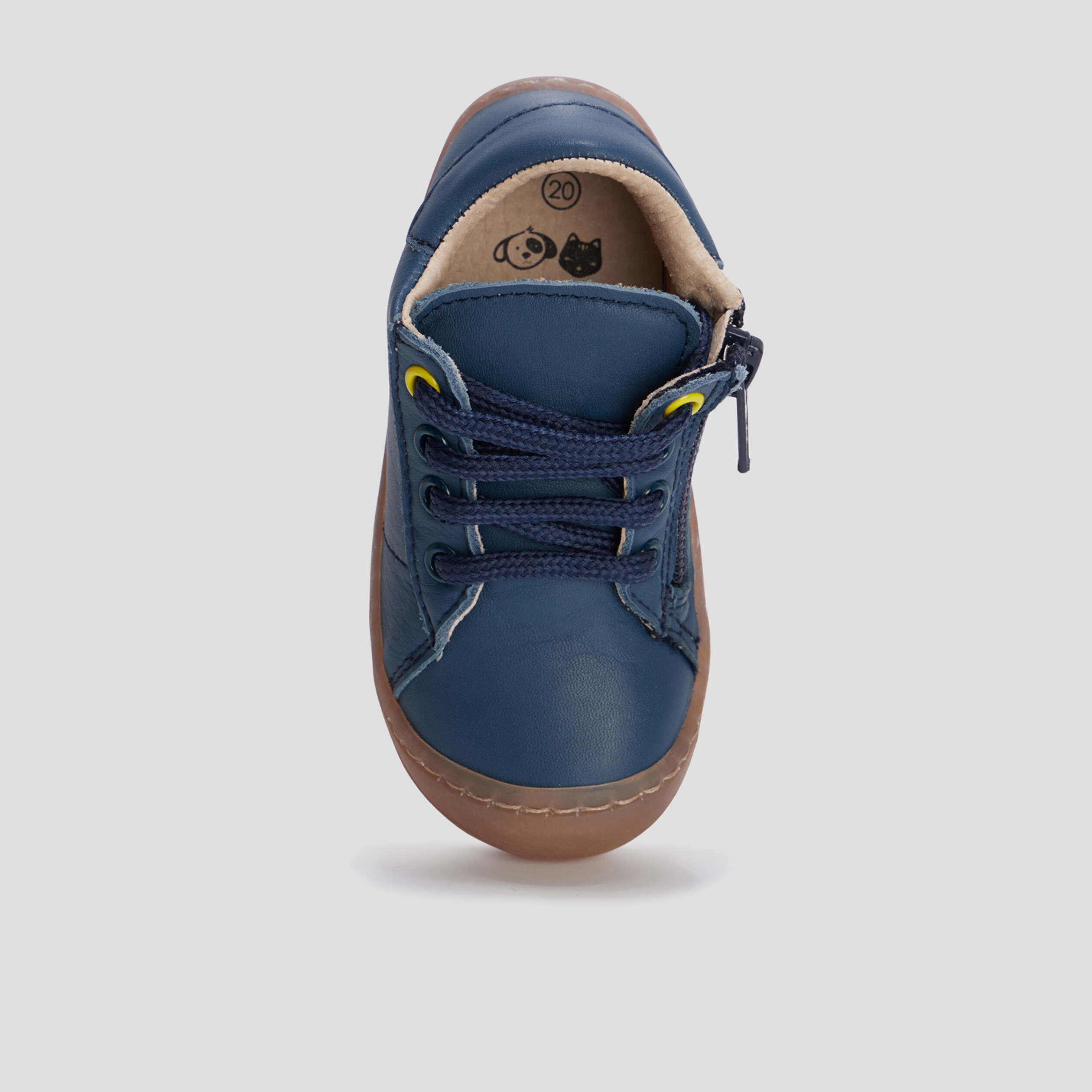 Bottillons zippés en cuir bleu bébé garçon
