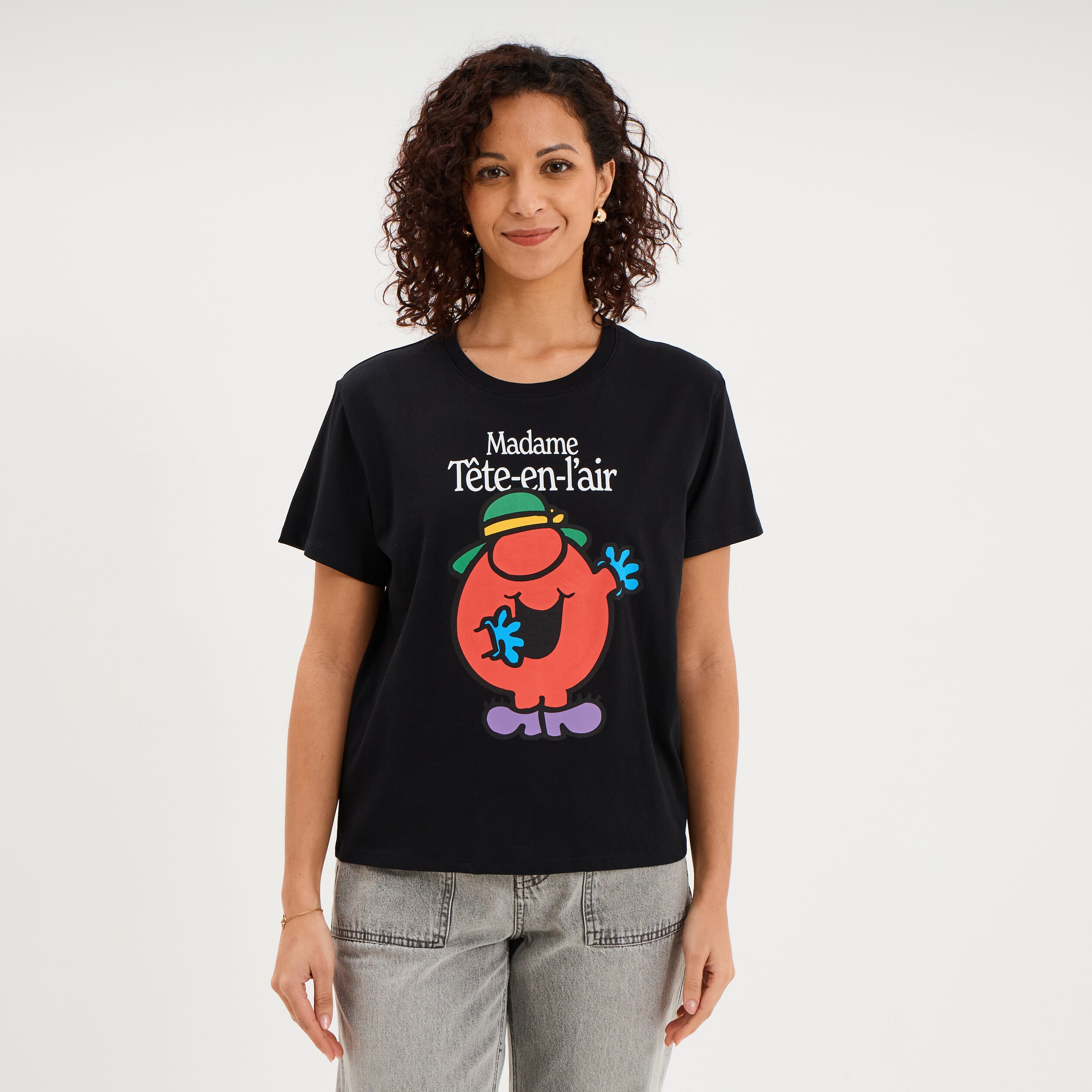 T-shirt madame t&ecirc;te-en-l'air noir femme
