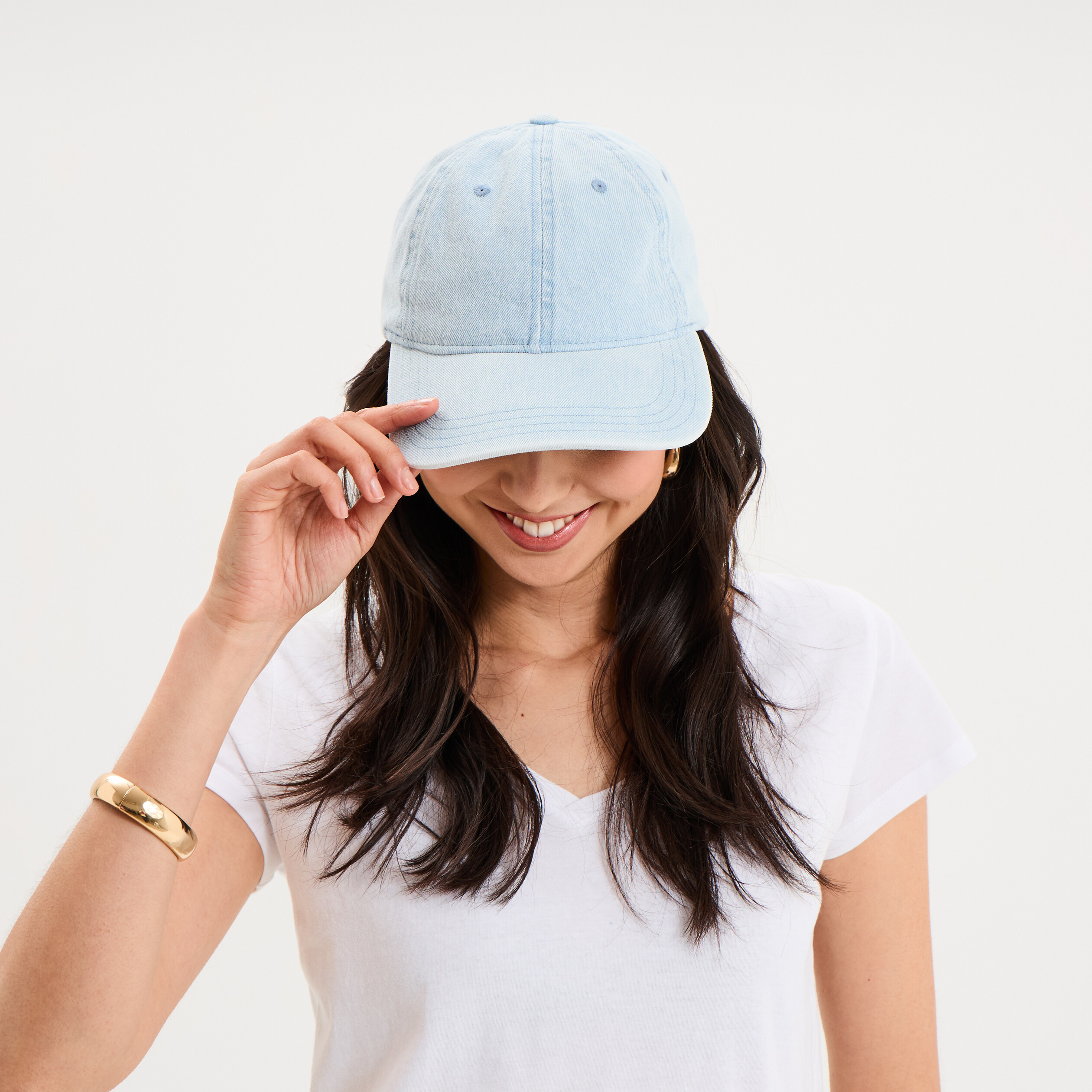 Casquette en jean coton bleu clair femme