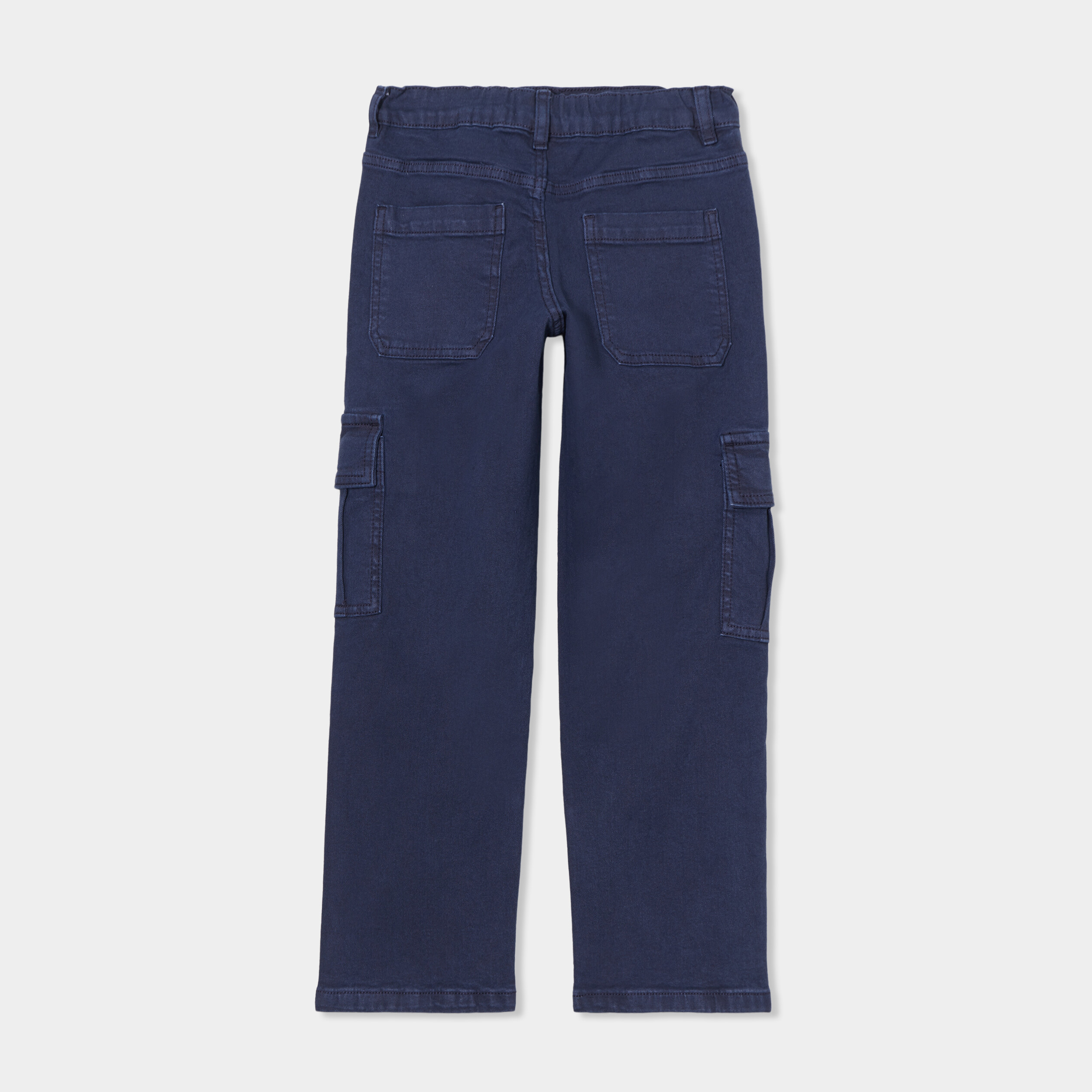 Pantalon cargo coton taille &eacute;lastiqu&eacute;e bleu marine gar&ccedil;on