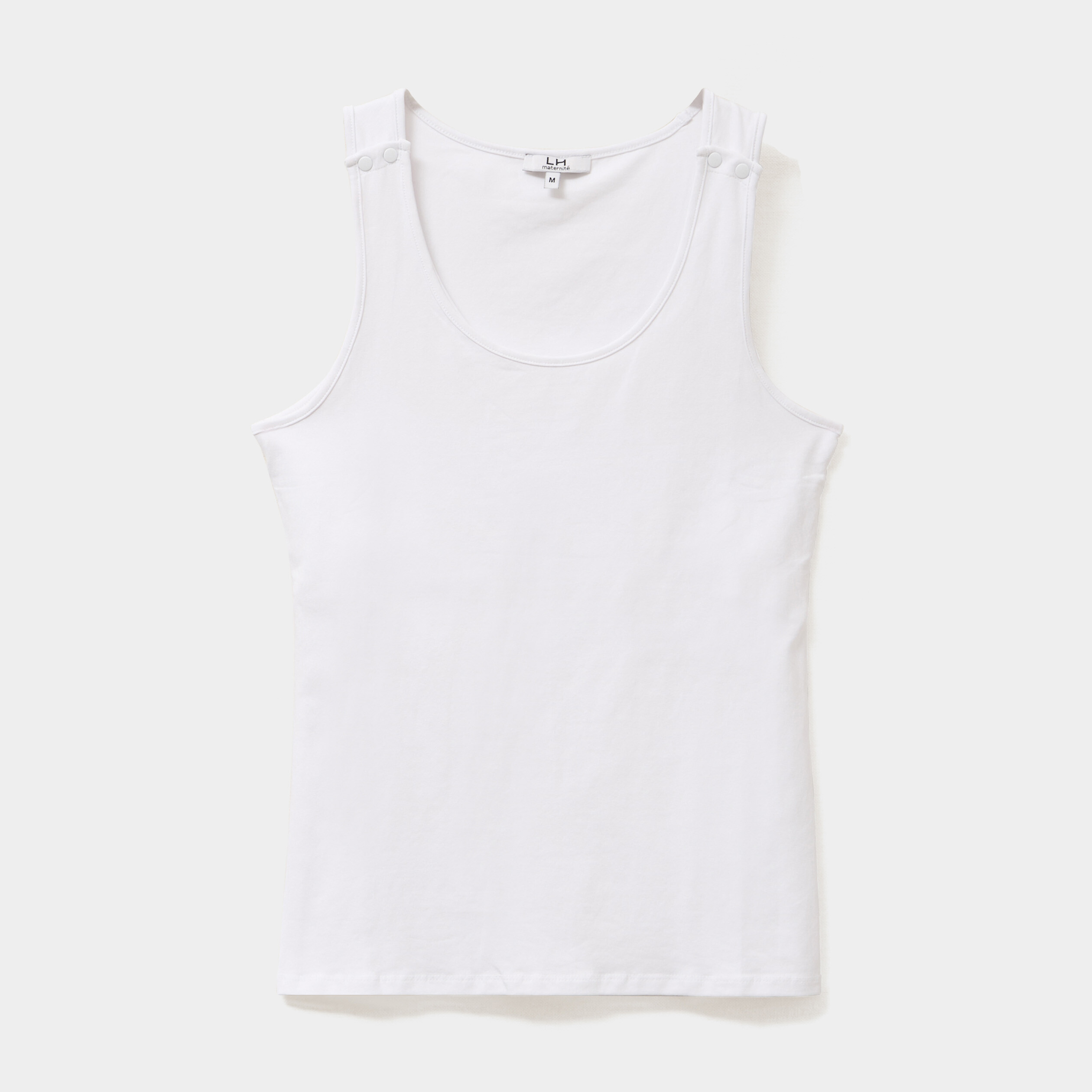 D&eacute;bardeur allaitement col rond stretch blanc femme maternit&eacute;