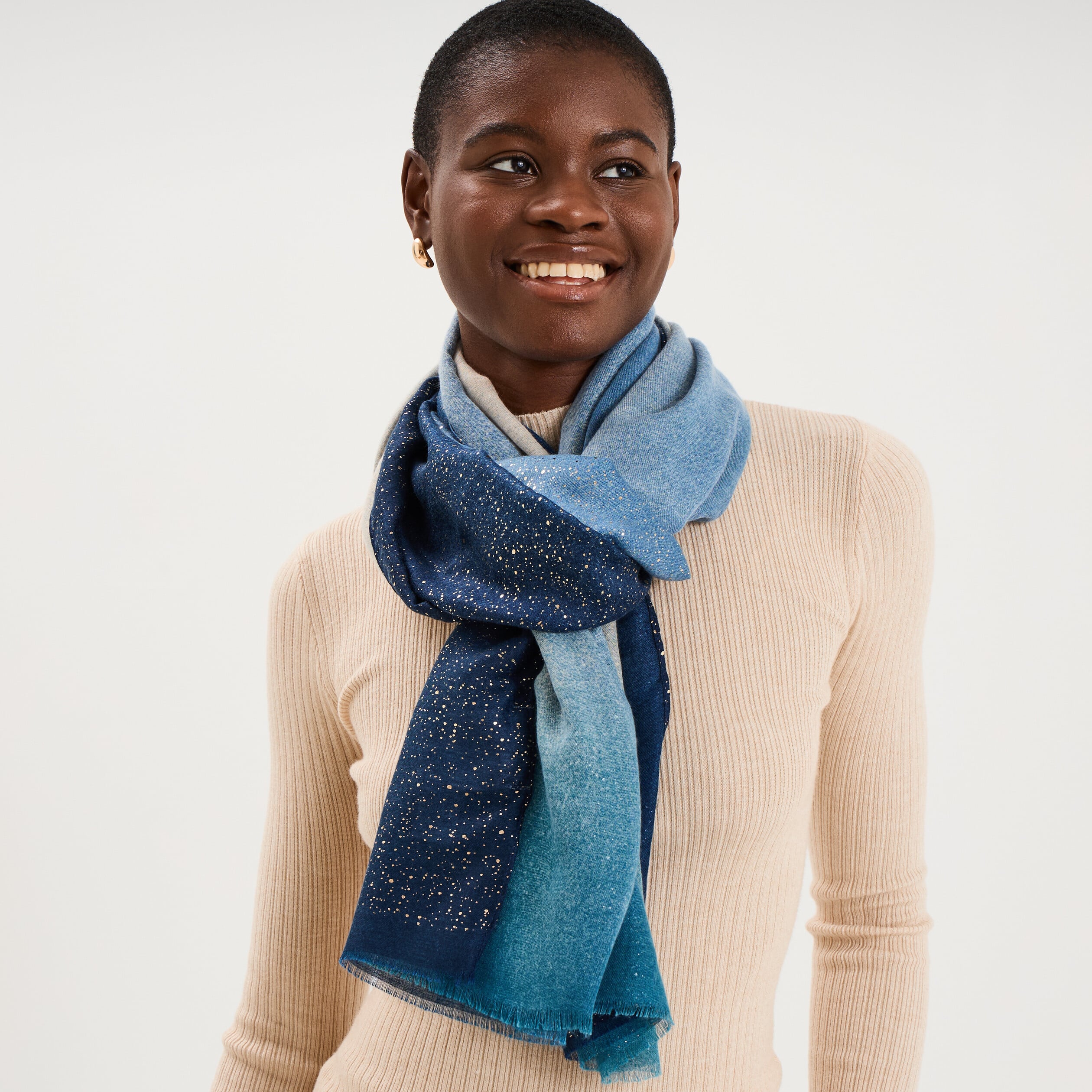 Foulard &agrave; paillettes bleu femme