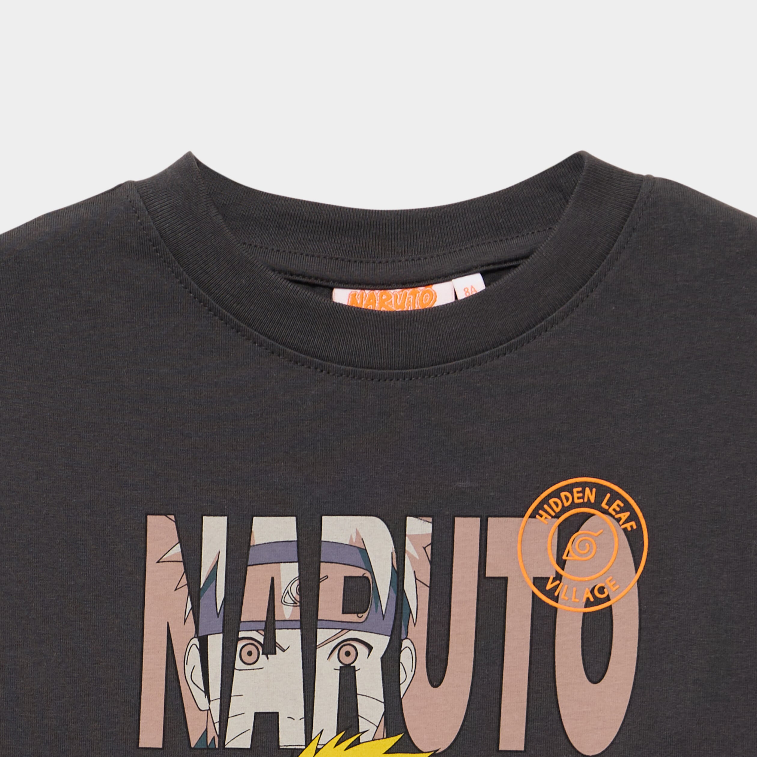 T-shirt manches longues coton Naruto noir gar&ccedil;on
