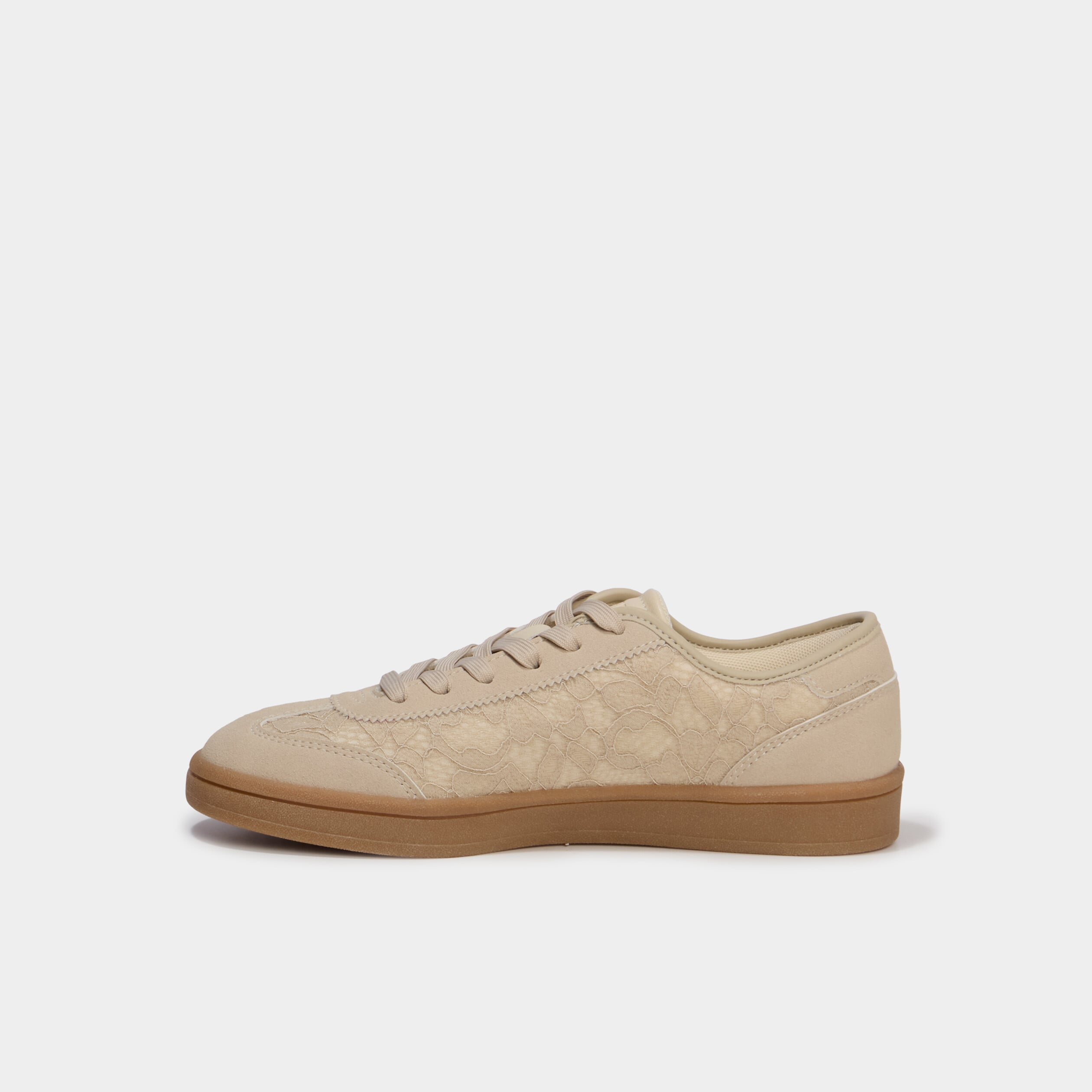 Tennis basses avec dentelle sable femme