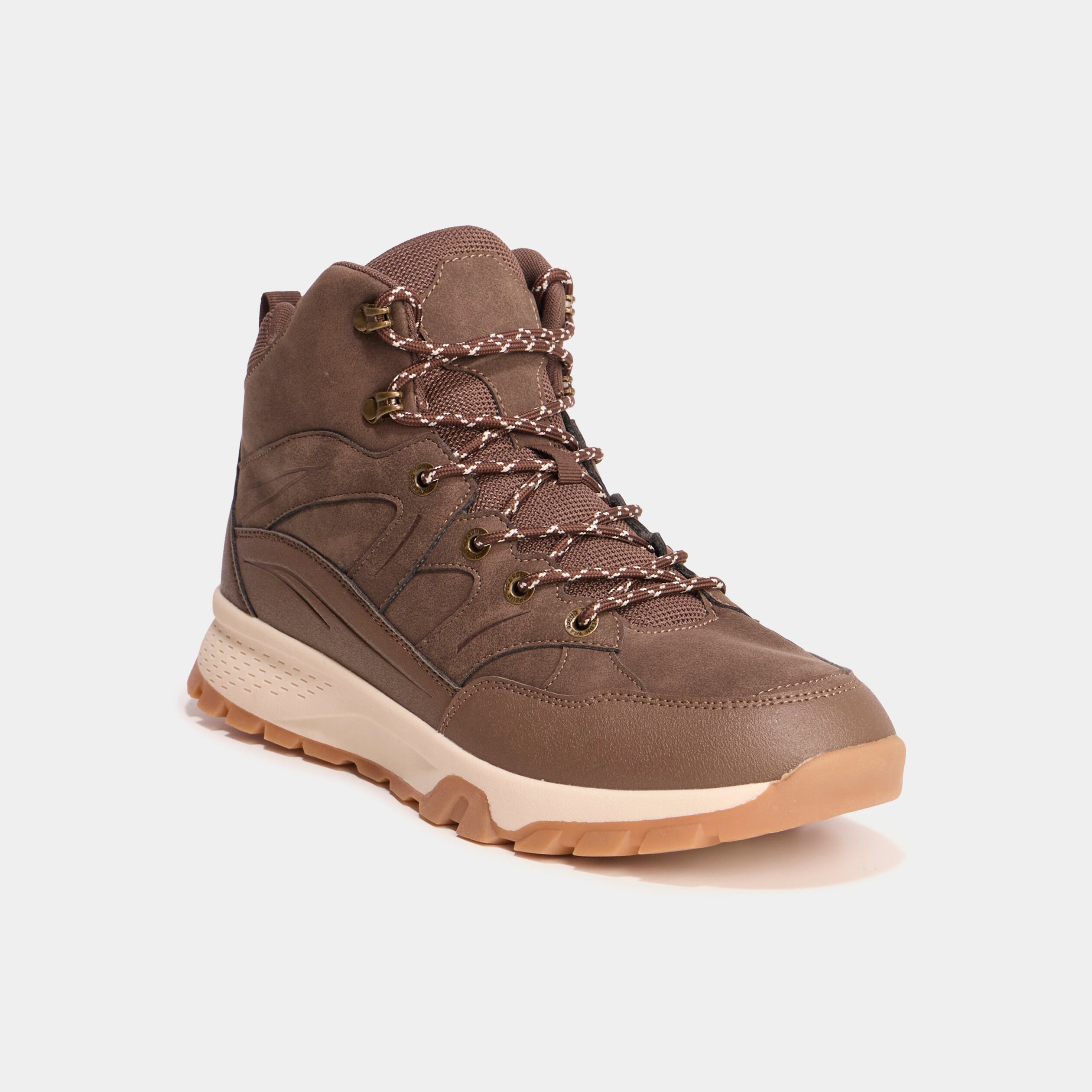 Baskets montantes &agrave; lacets marron clair homme