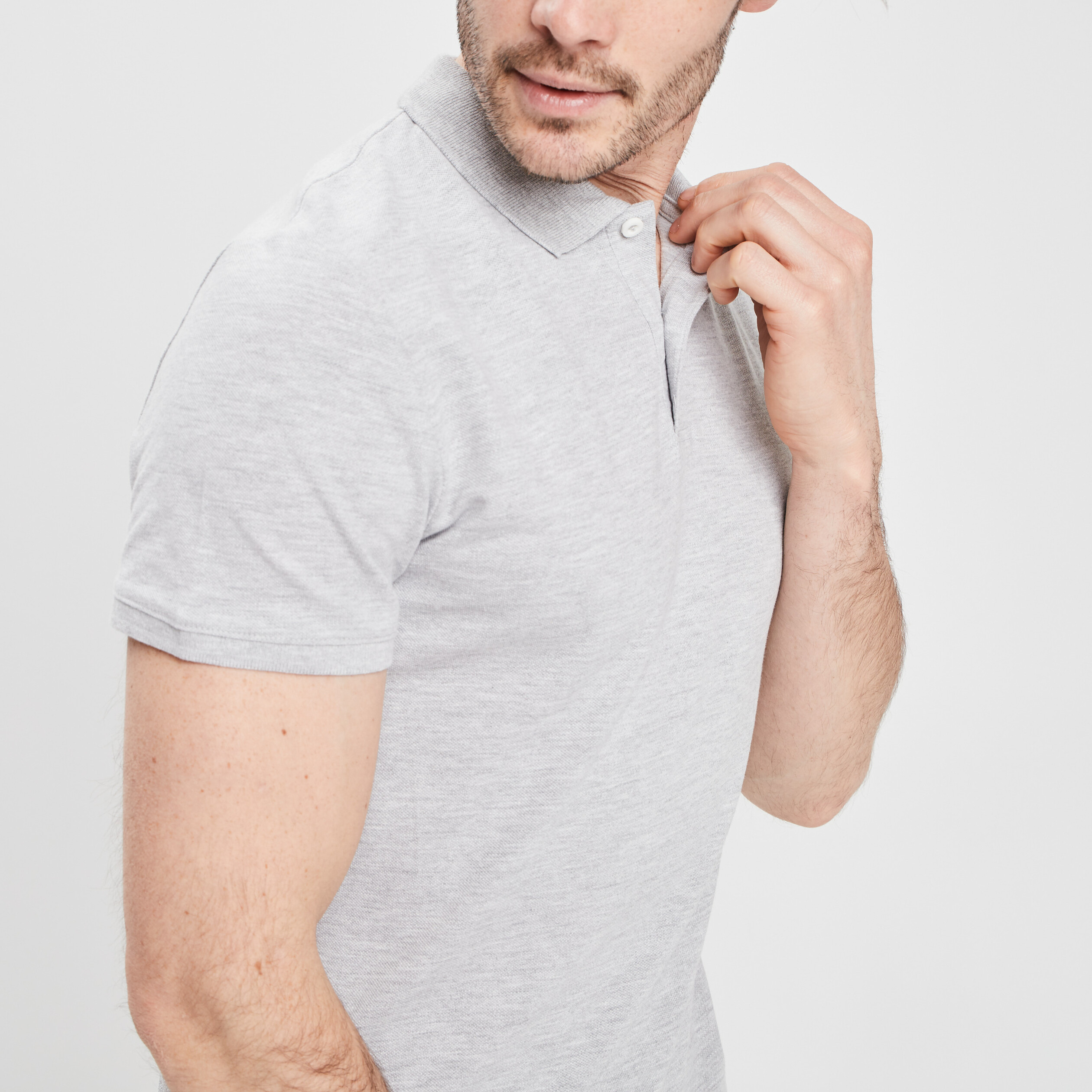 polo en coton manches courtes gris clair homme Polo en coton manches courtes gris clair homme