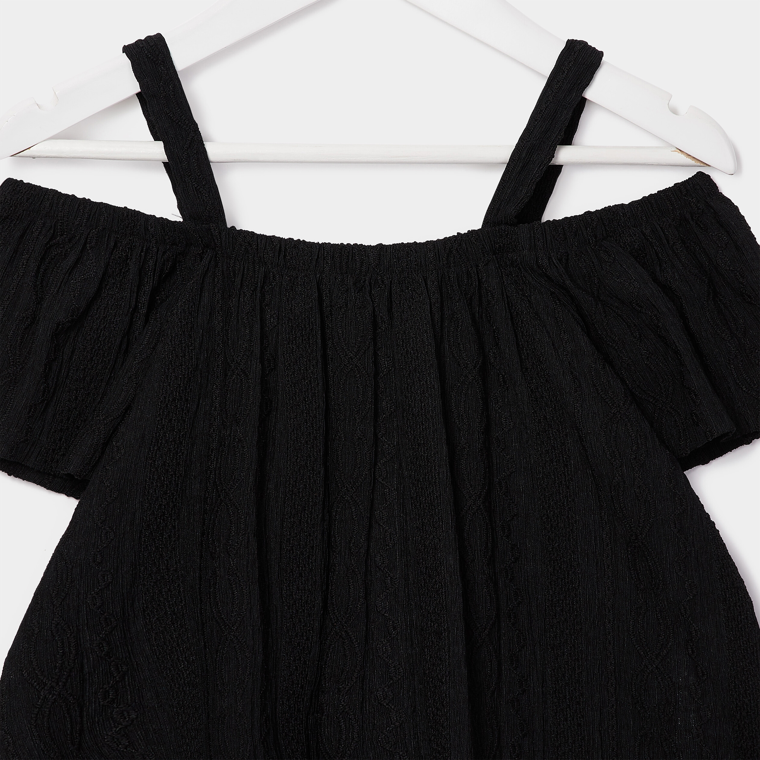 t shirt manches courtes col bardot noir fille T-shirt manches courtes col bardot noir fille