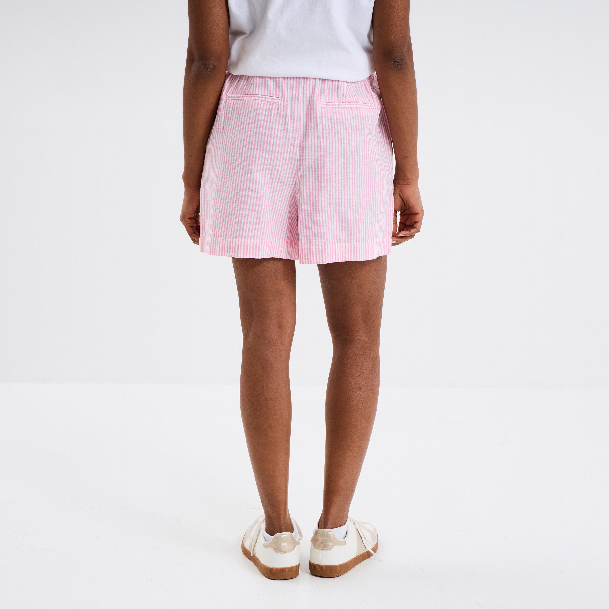 short taille elastiquee coton rose clair femme Short taille élastiquée coton rose clair femme