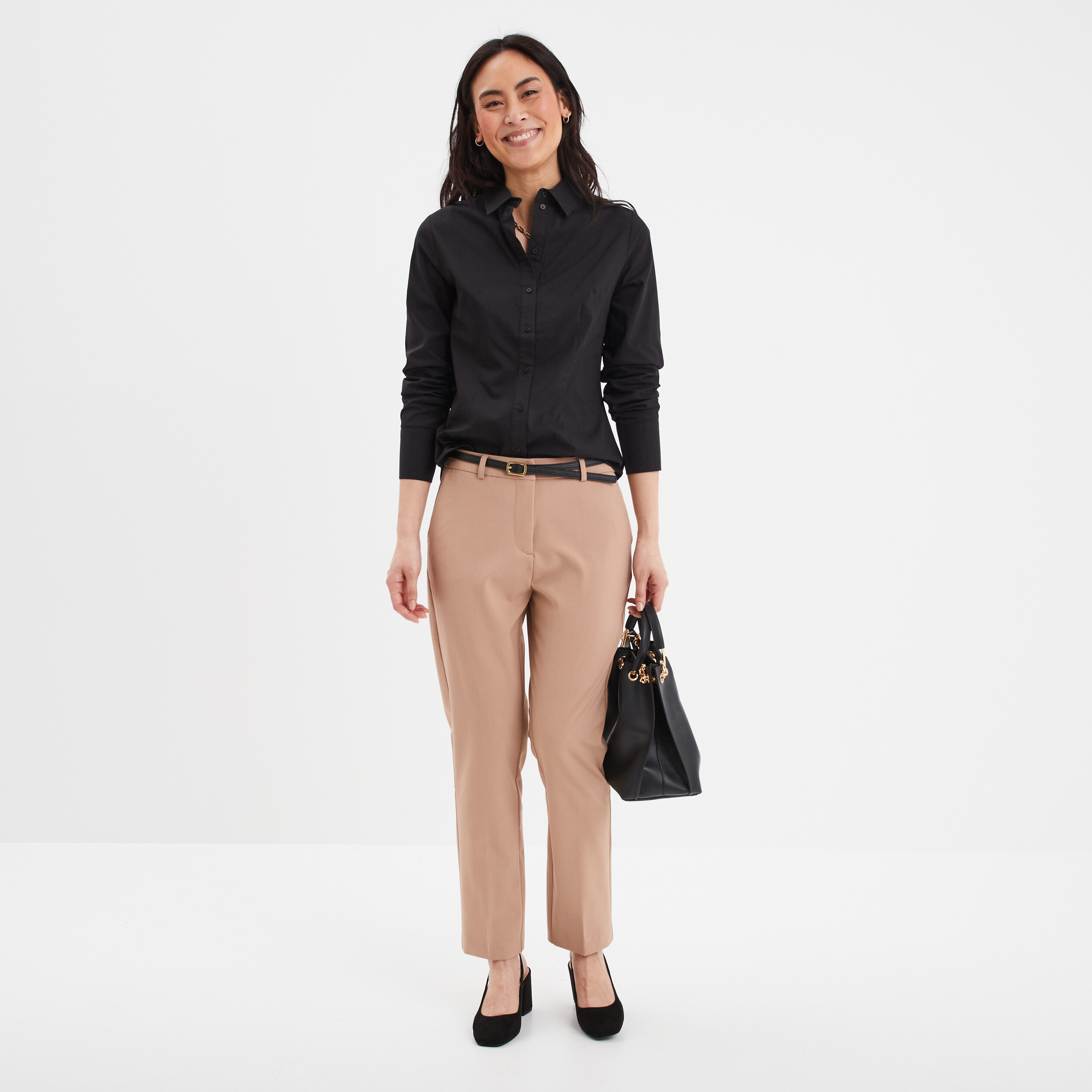 pantalon city stretch 78eme marron femme Pantalon city stretch 7/8ème marron femme