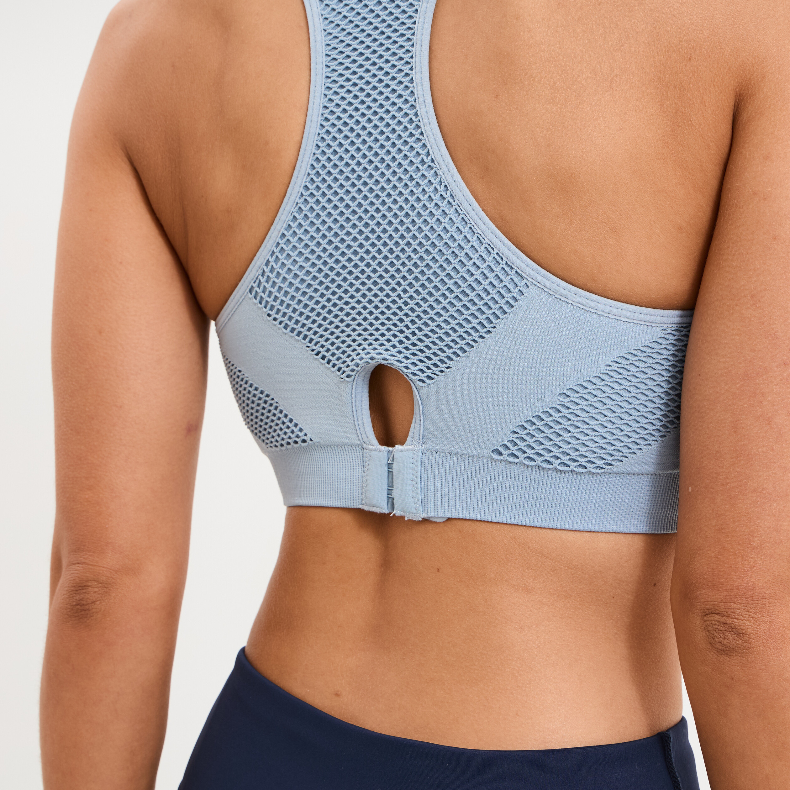 Brassi&egrave;re sport microfibre dos nageur bleu gris femme