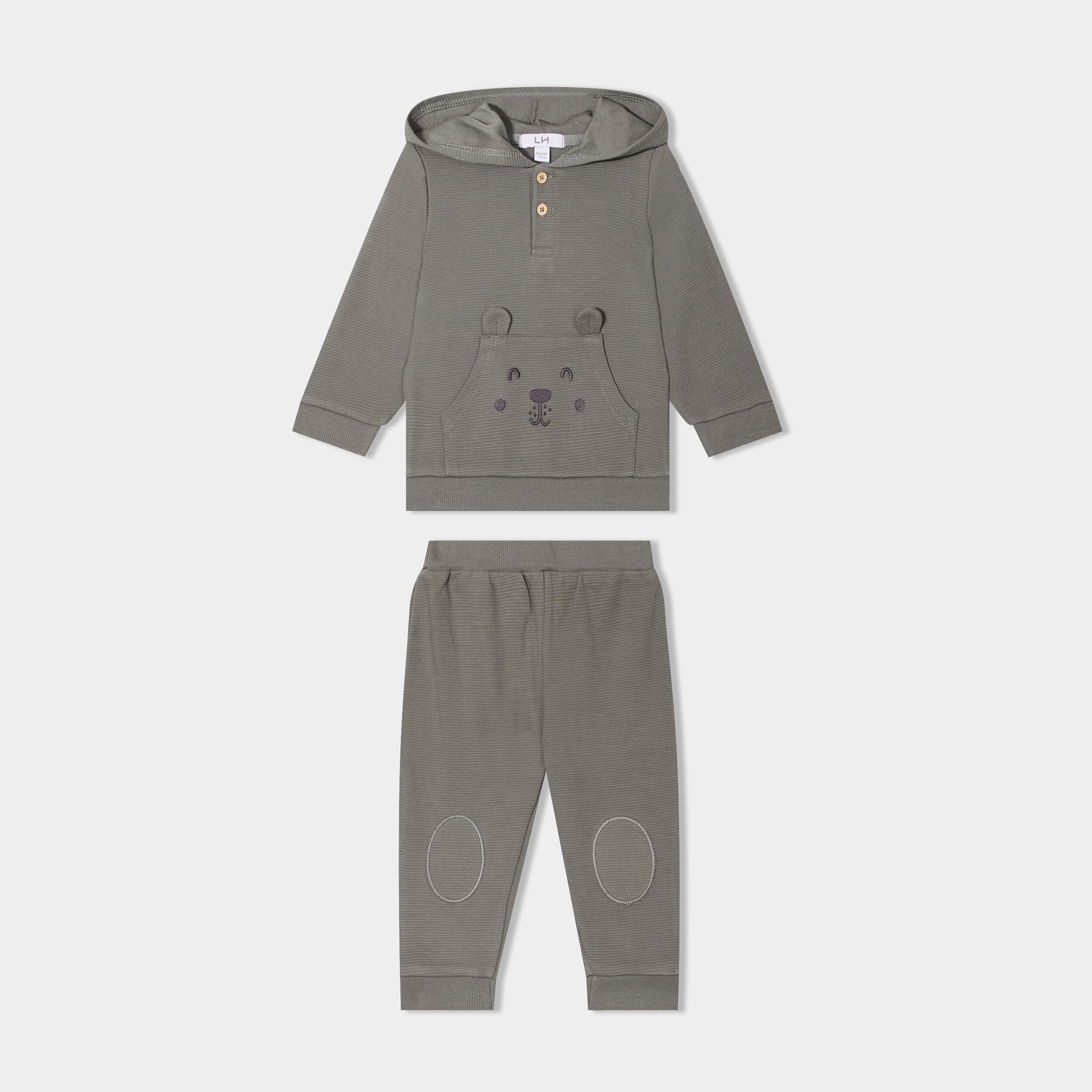 ensemble 2 pieces sweat et jogging coton vert kaki bebeg Ensemble 2 pièces sweat et jogging coton vert kaki bébé garçon