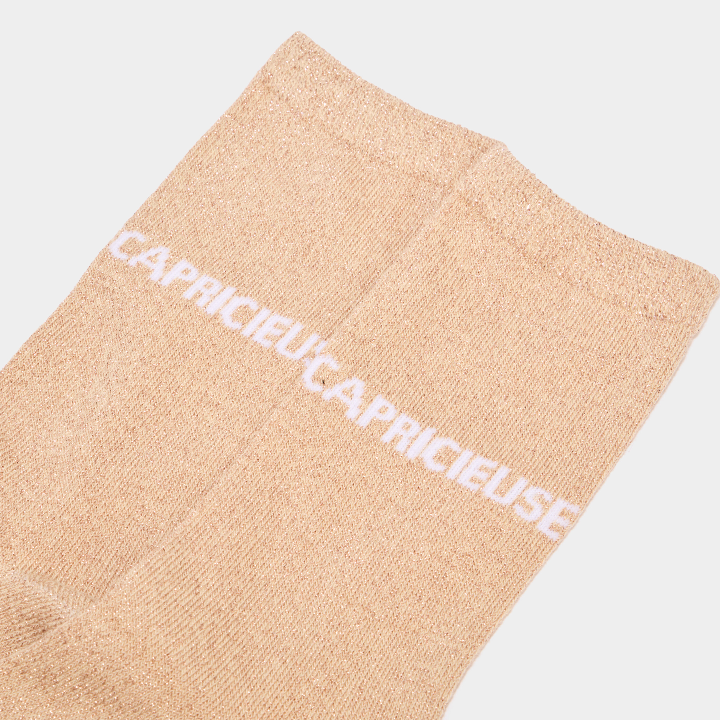 Chaussettes &agrave; fils m&eacute;tallis&eacute;s mi-hautes jaune or femme
