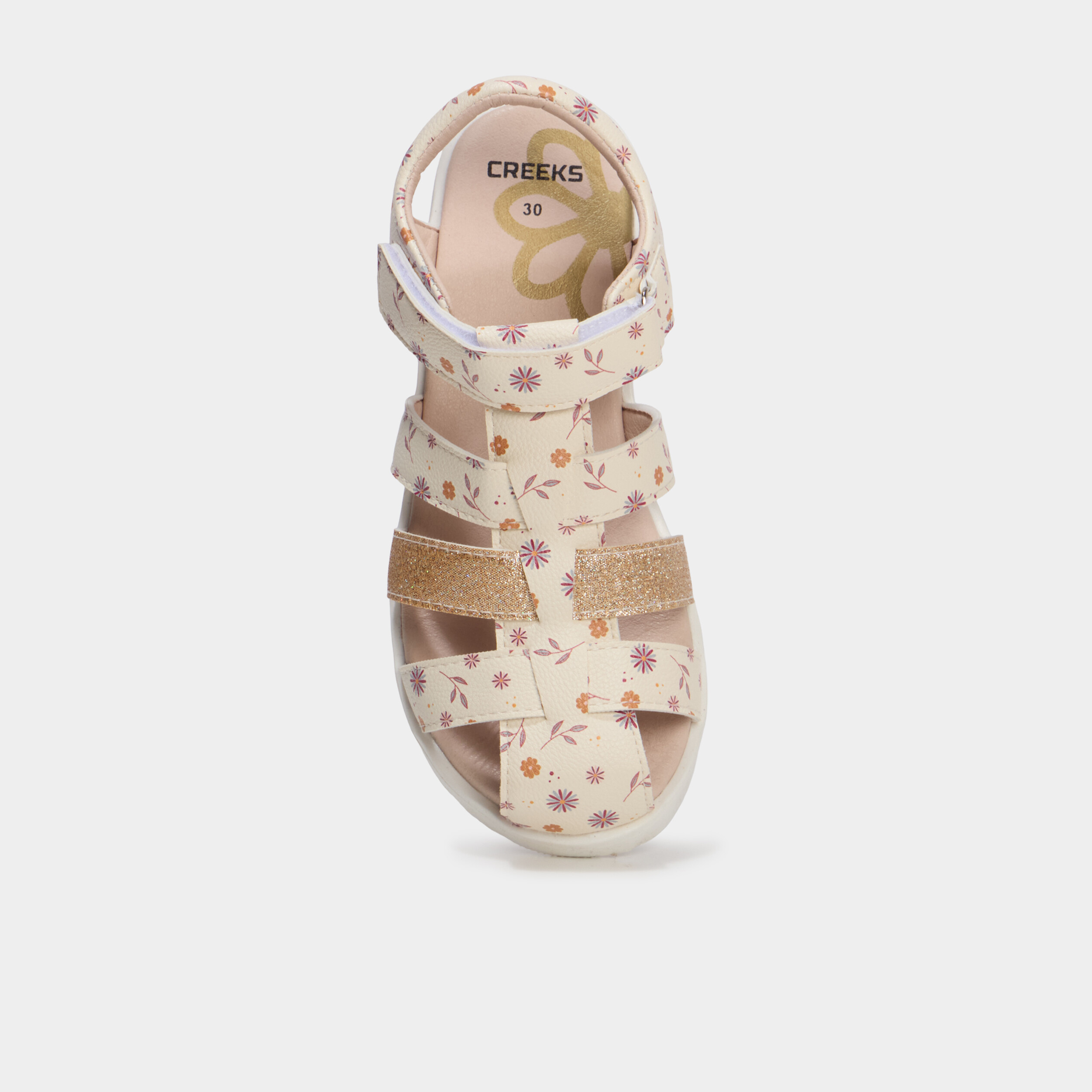 Sandales &agrave; scratchs avec semelle souple multicolore fille