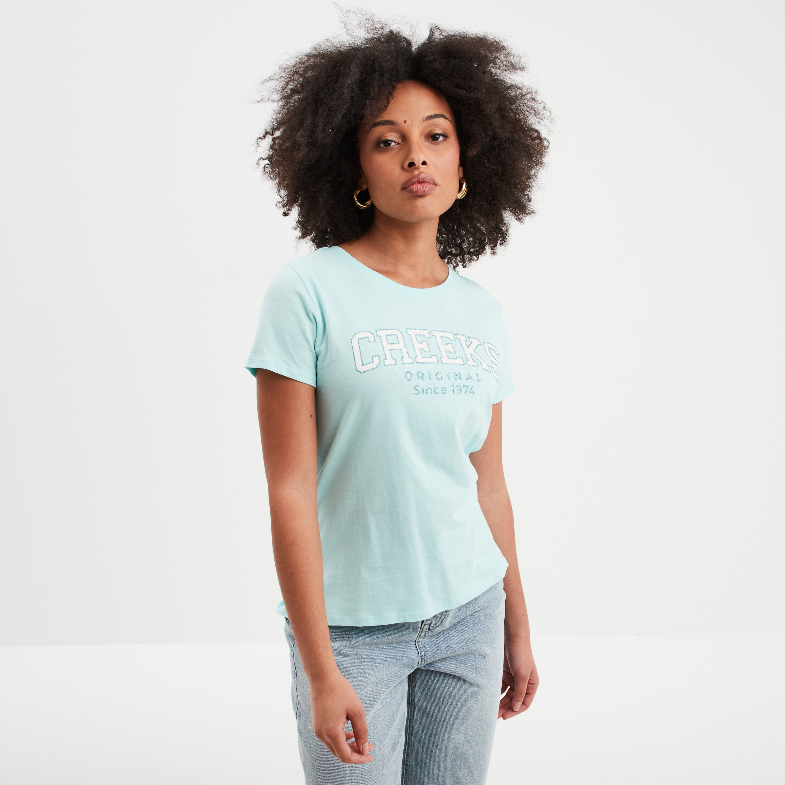 T-shirt PLAY By KUBE Turquoise, Col V, Manches Courtes, Taille S - Neuf Avec étiquettes
