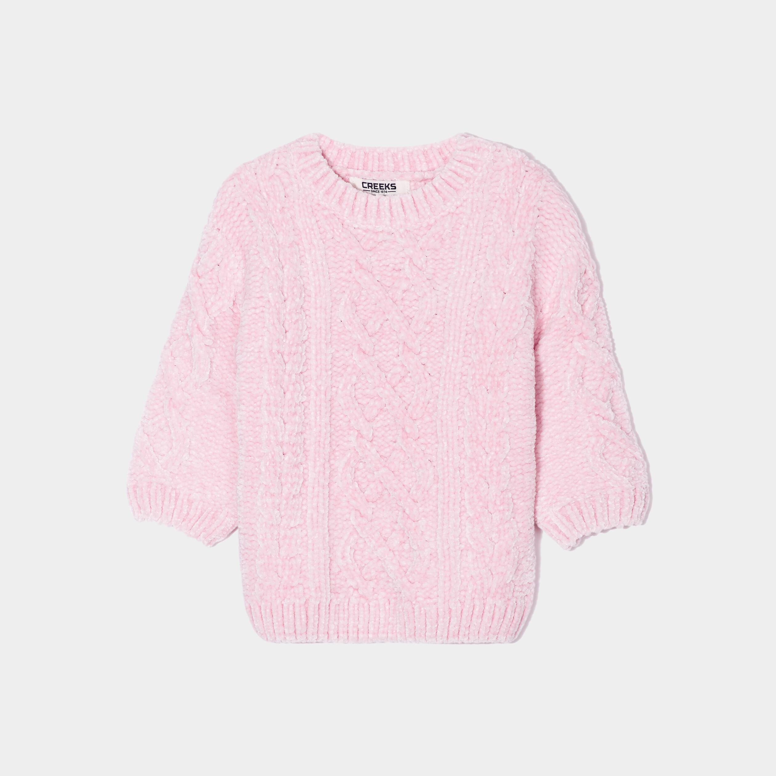 Pull col rond à torsades Creeks violet bébé fille