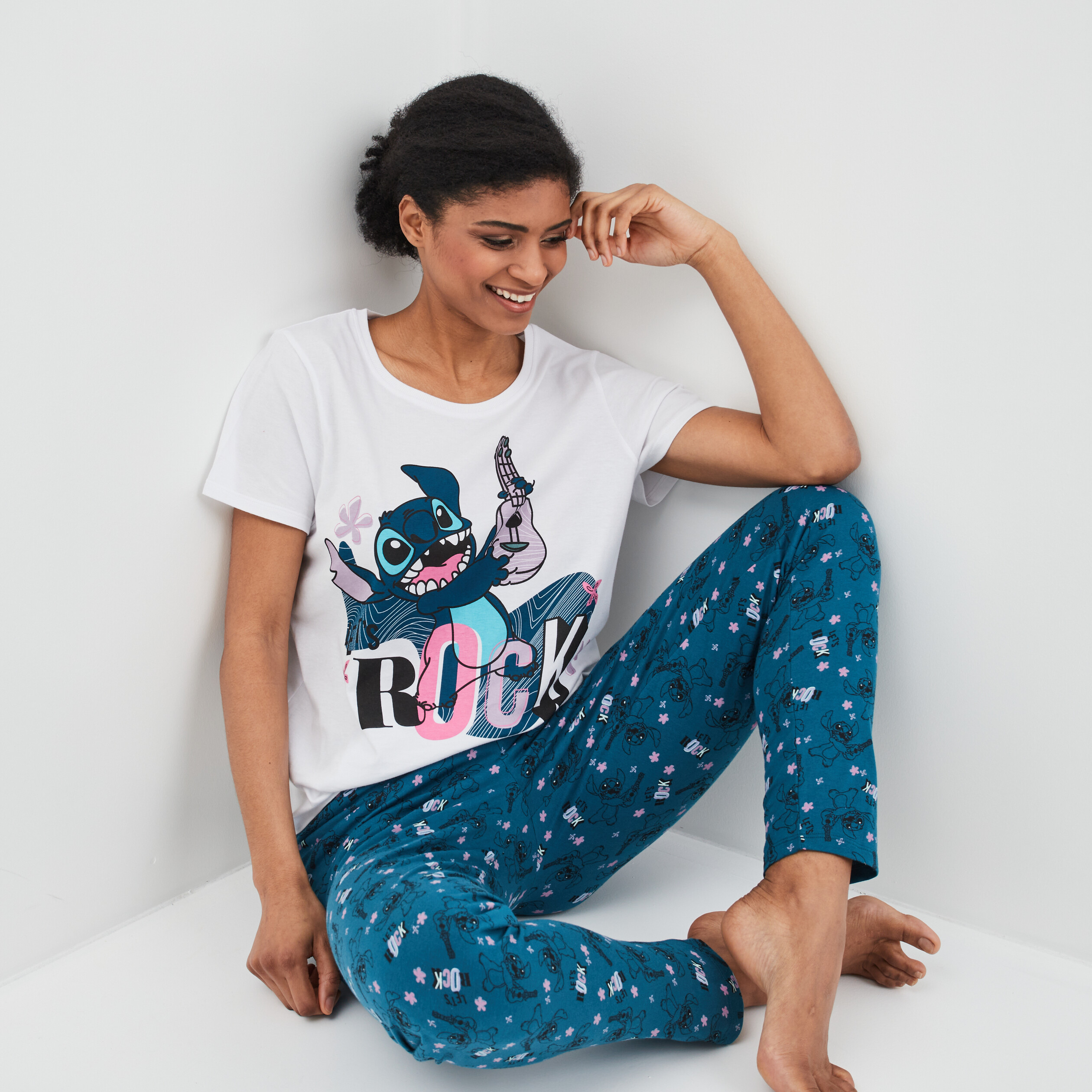 Stitch - Ensemble de pyjama femme - T-shirt / Short (Taille L)