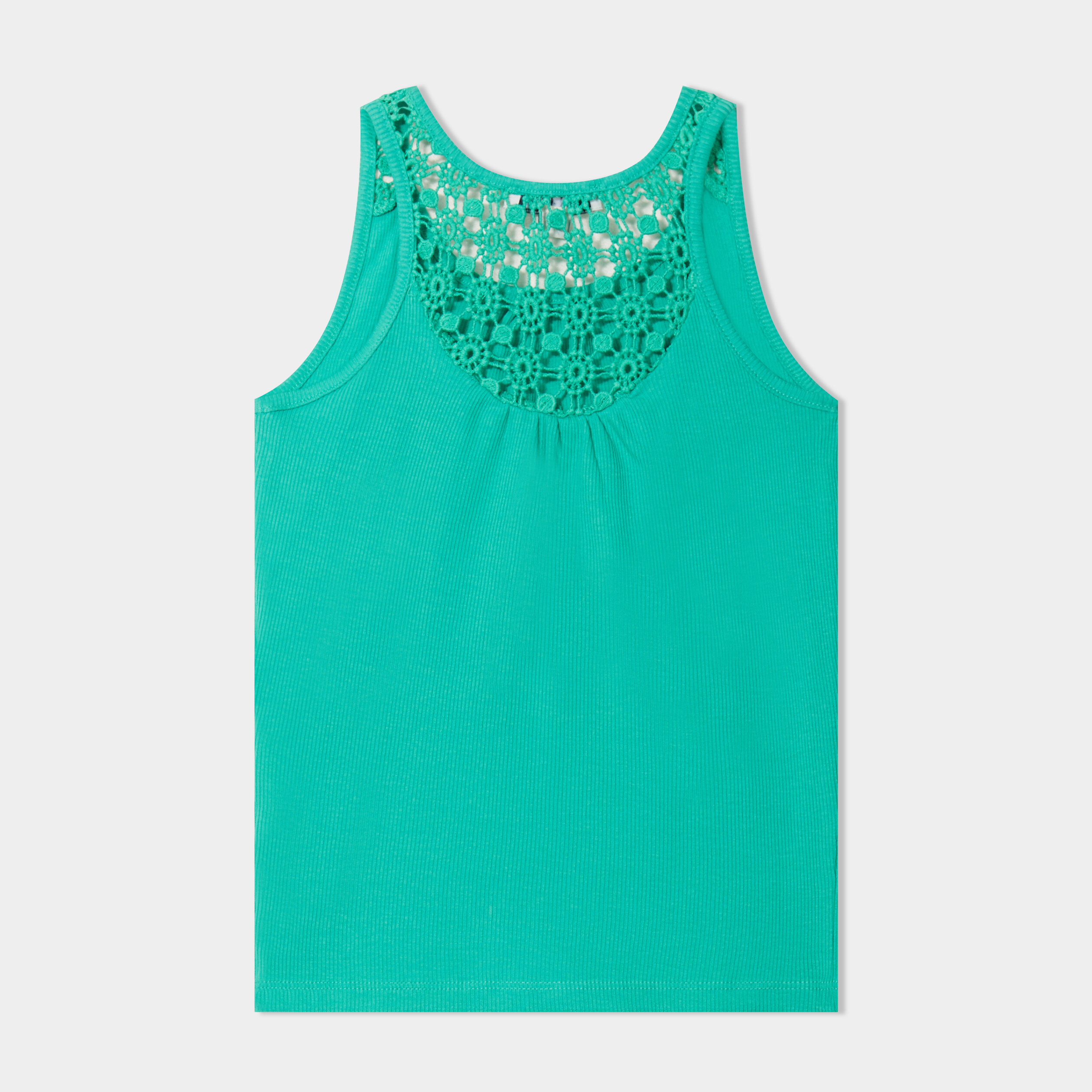 Débardeur côtelé dos macramé Creeks vert menthe fille