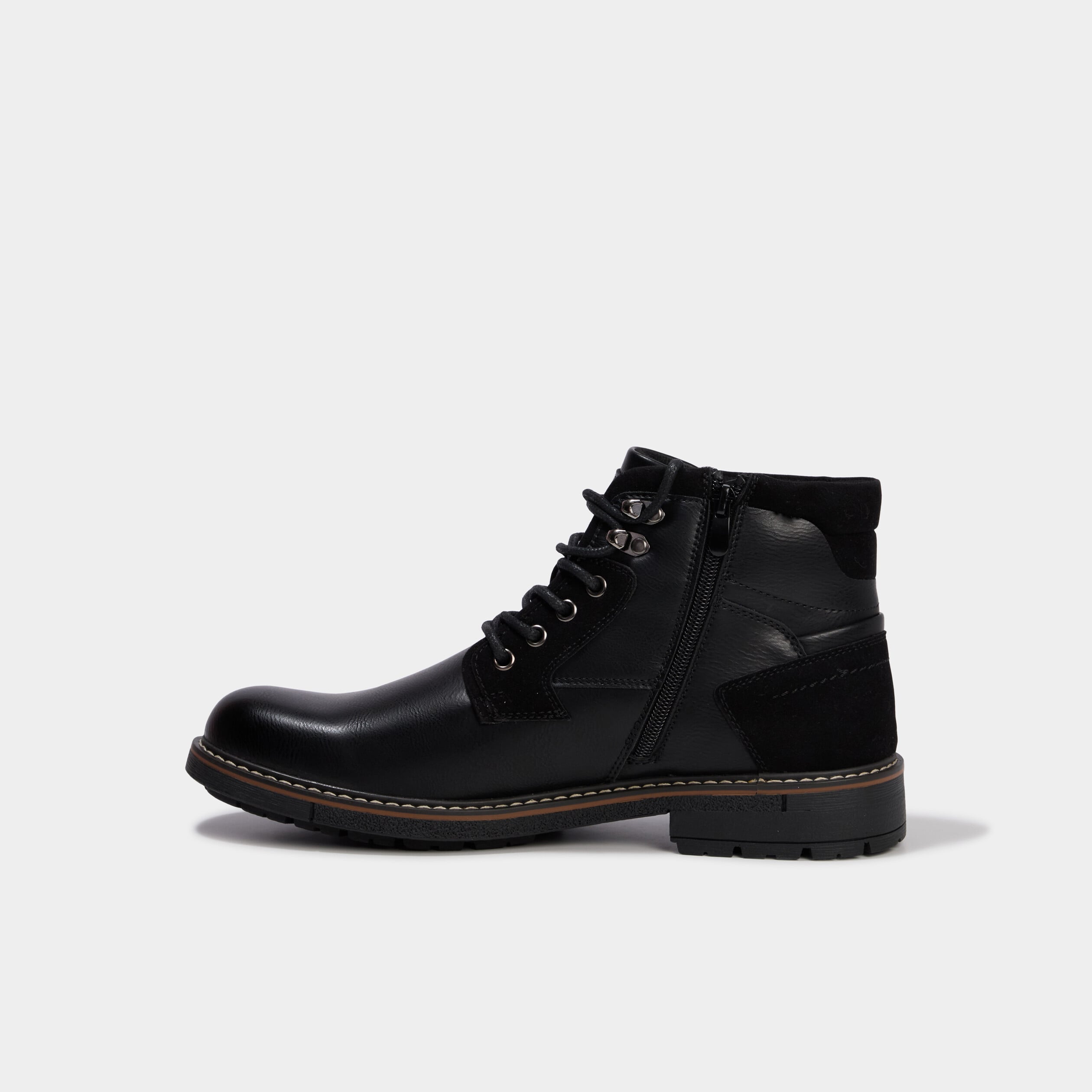 Bottines montantes zipp&eacute;es crant&eacute;es noir homme