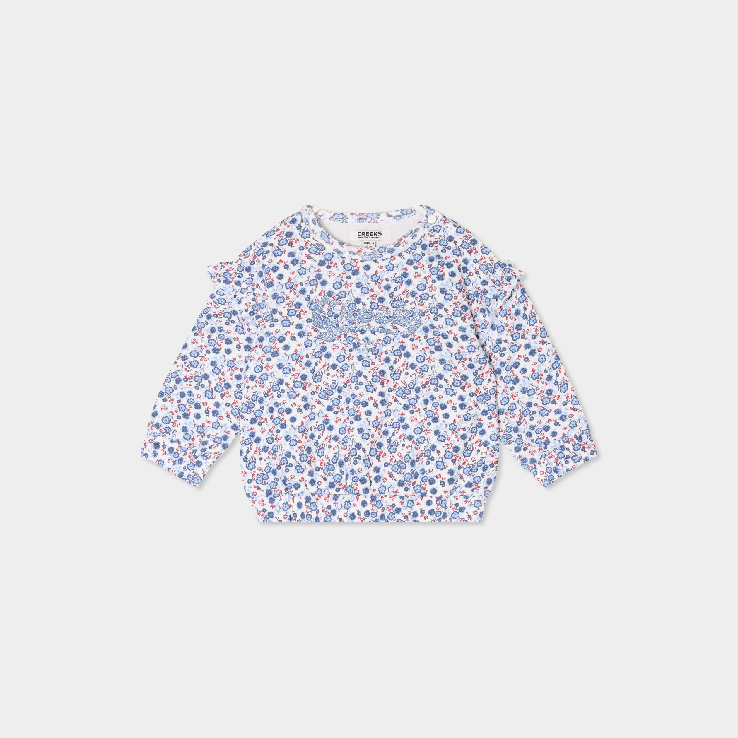 sweat epaules a volants creeks ecru bebef Sweat épaules à volants Creeks ecru bébé fille