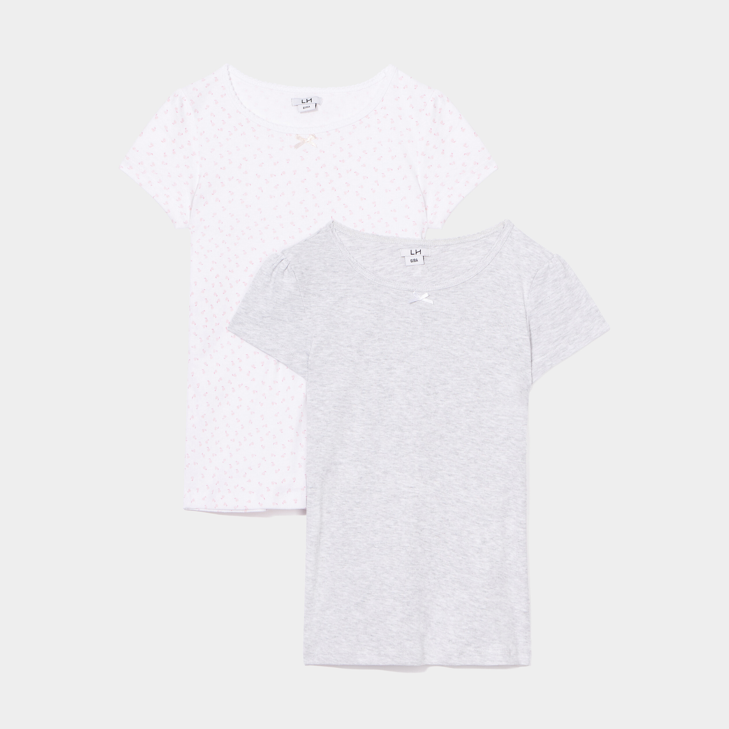lot 2 t shirts gris fille Lot 2 t-shirts gris fille
