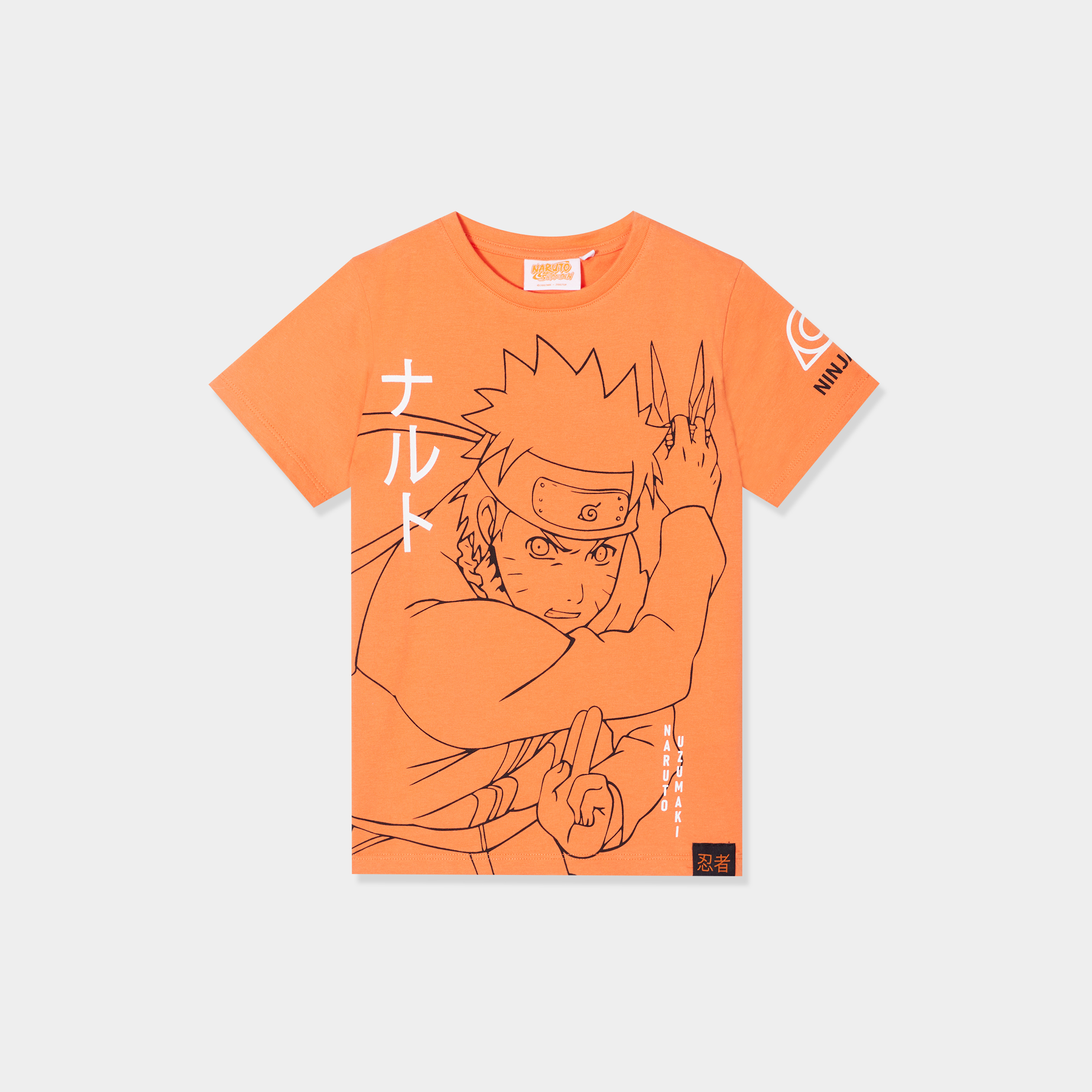 t shirt manches courtes naruto orange fonce garcon T-shirt manches courtes Naruto orange foncé garçon