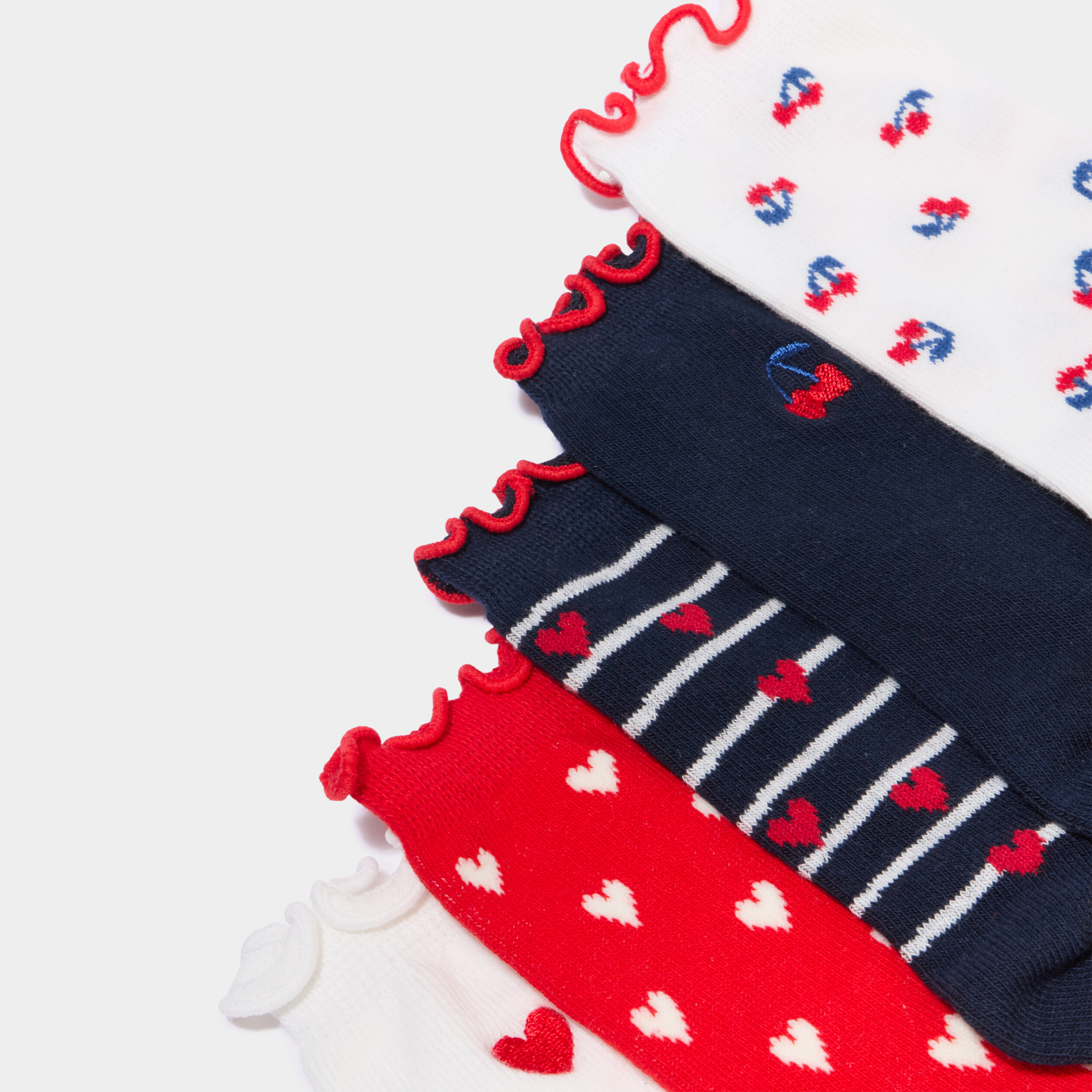 Lot 5 paires chaussettes rouge b&eacute;b&eacute; fille