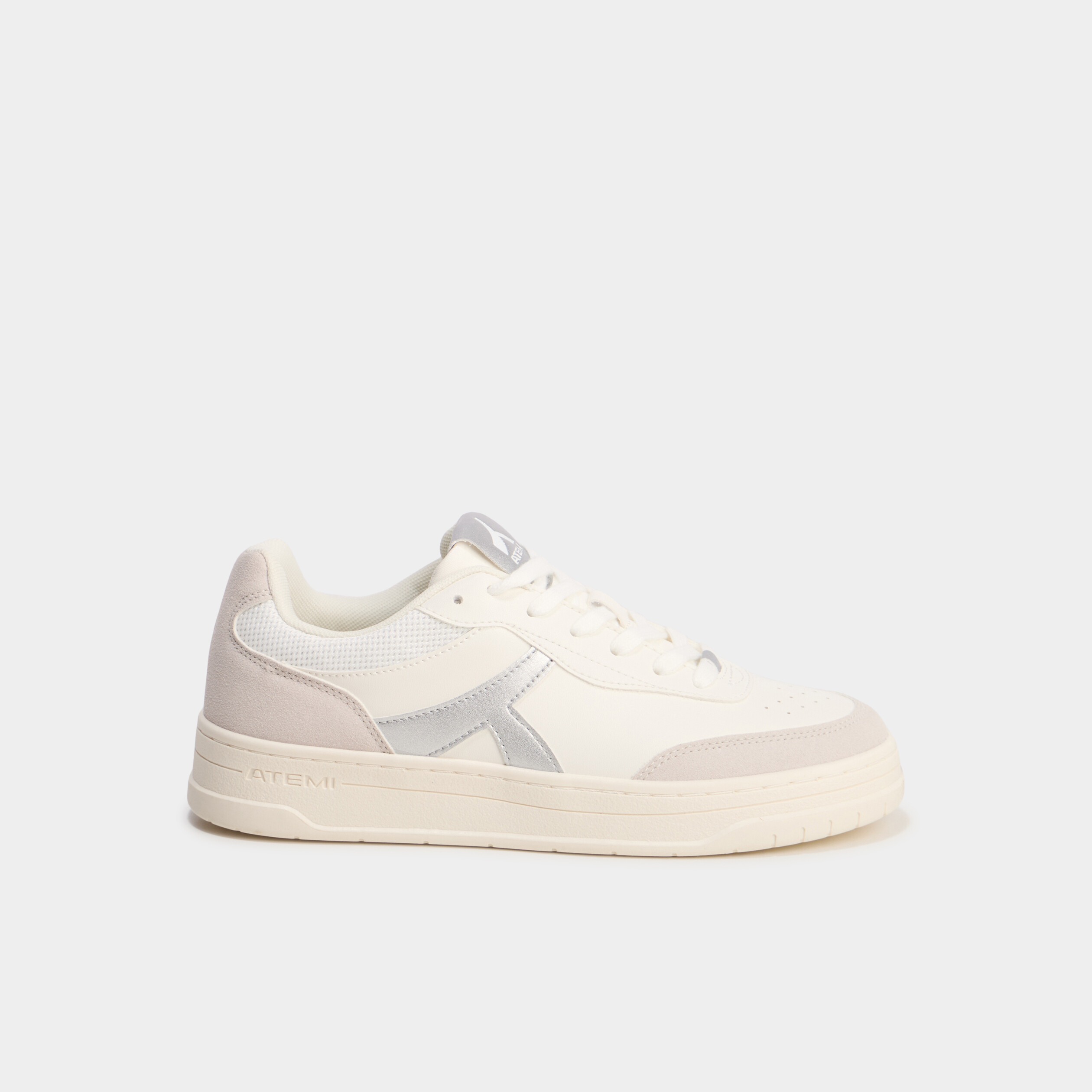 Tennis basses &agrave; lacets gris argent femme