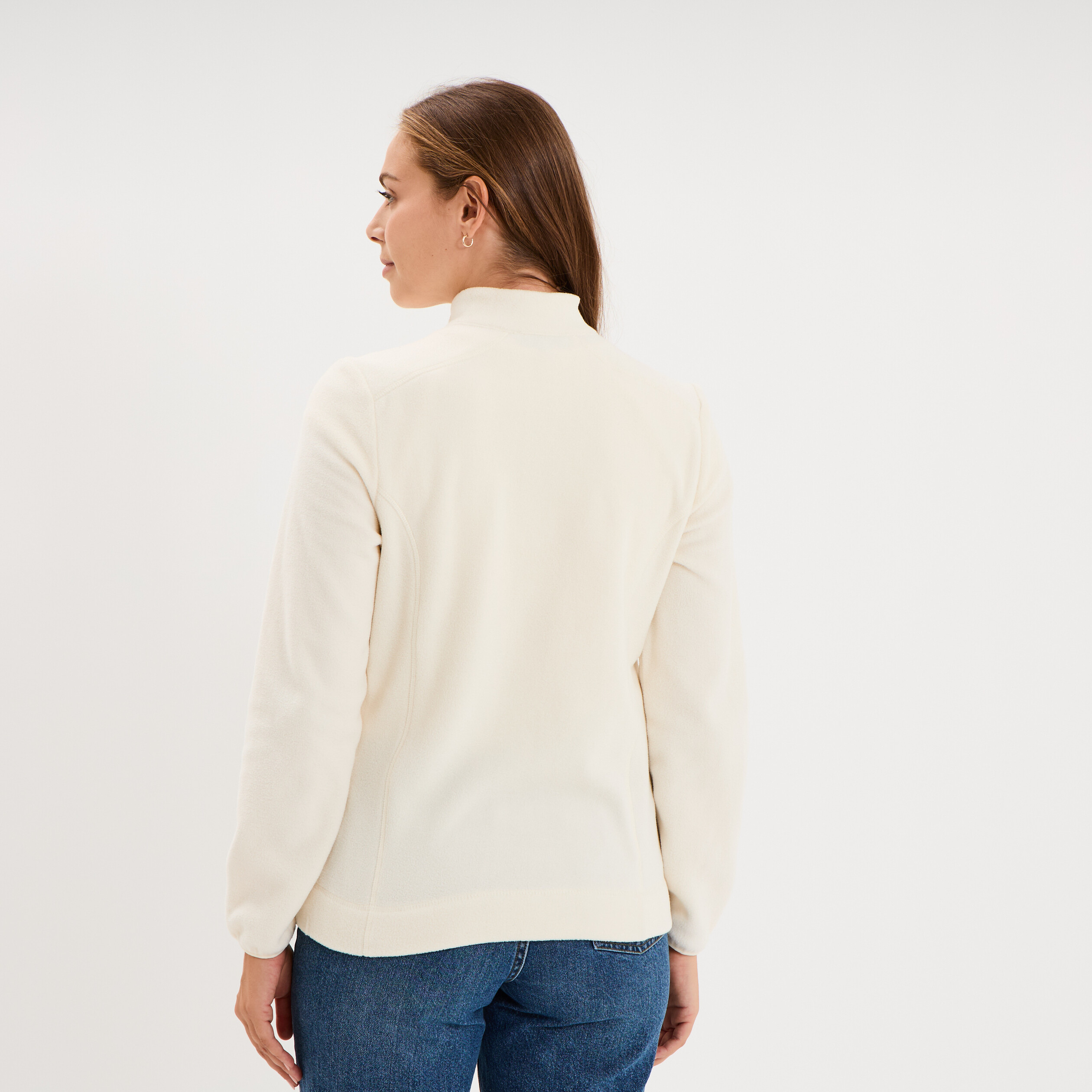 Gilet polaire zipp&eacute; manches longues blanc femme