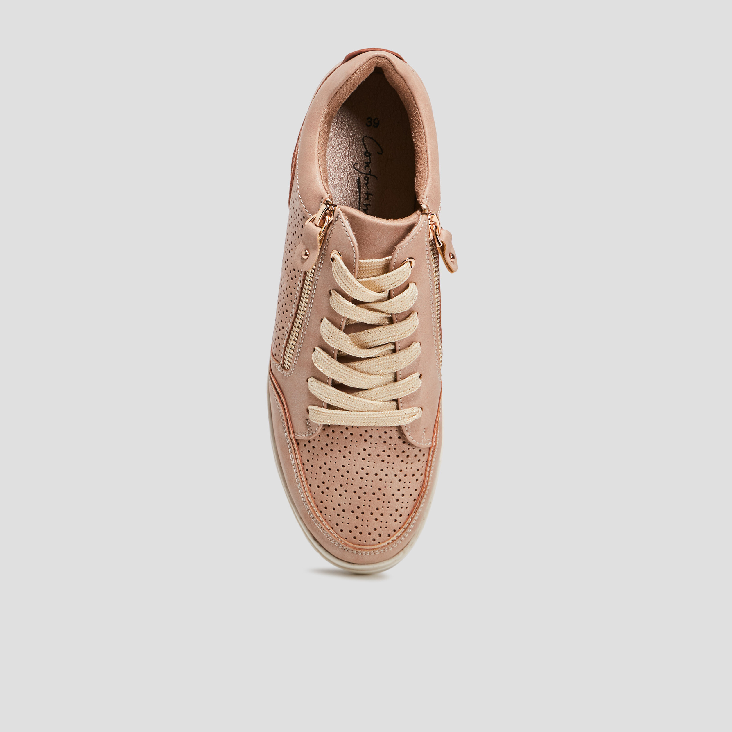 Tennis &agrave; lacets zipp&eacute;es rose femme